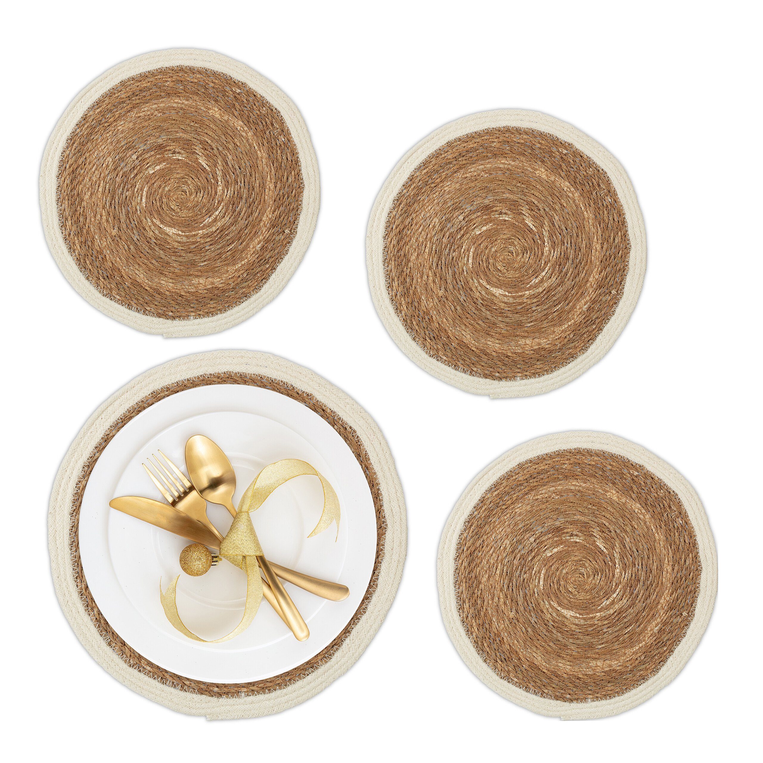 relaxdays Platzset Geflochtene Tischsets 4-teilig günstig online kaufen