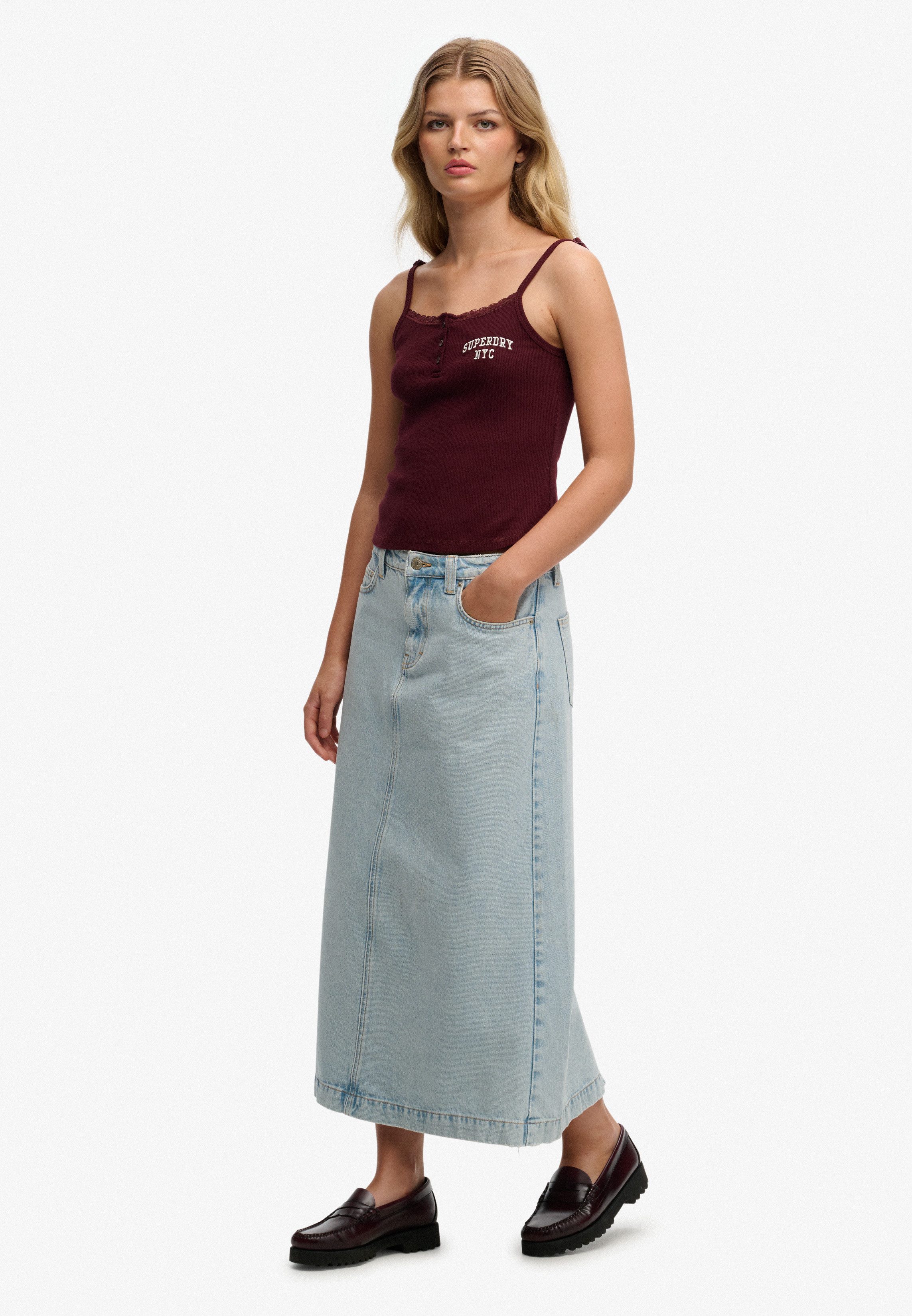 Superdry Jeansrock DENIM CARGO MAXI SKIRT mit 1-Knopf-Form, Regular Fit, kniebedeckende Länge, aus Baumwolle – Bild 5 von 5