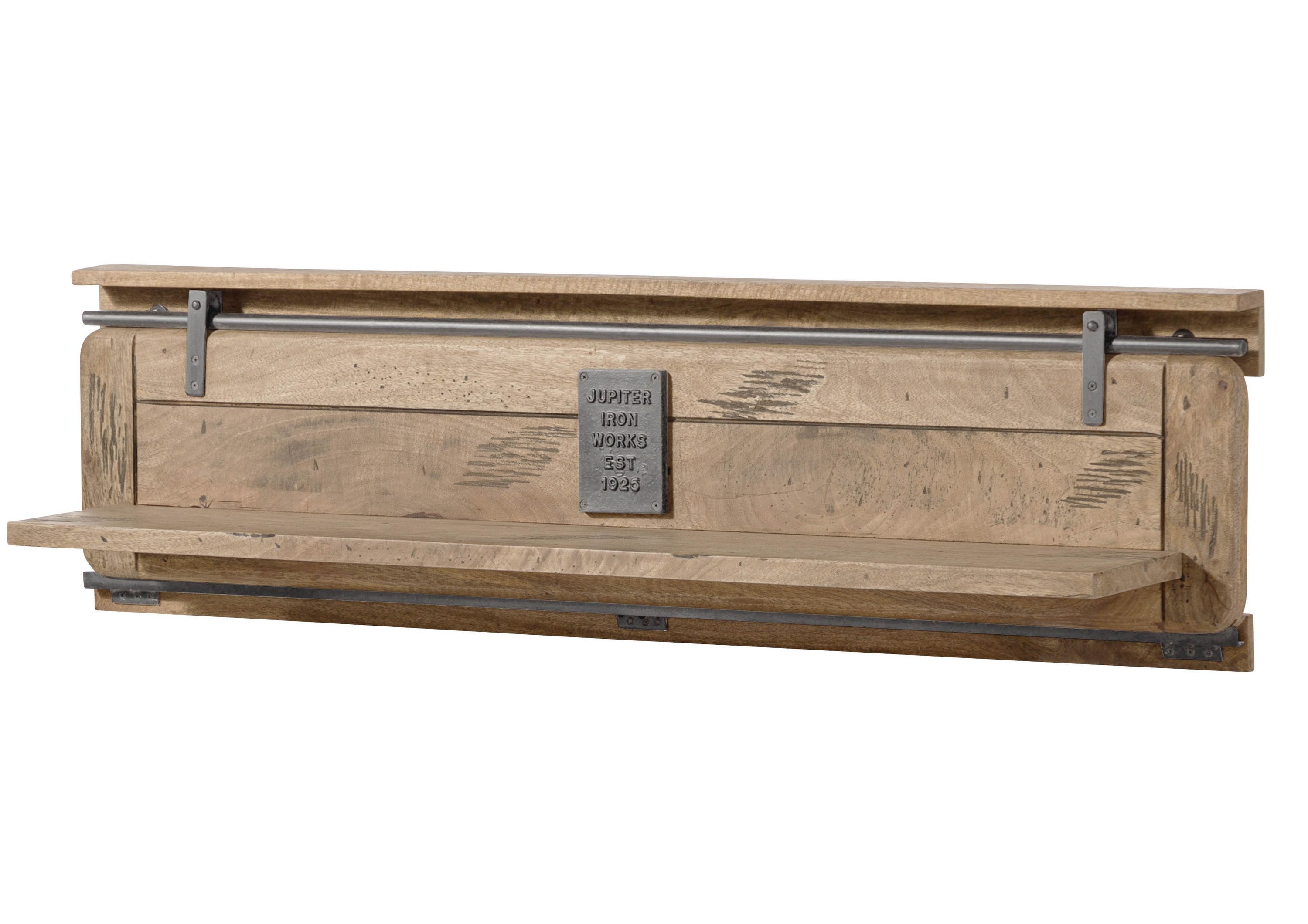 Massivmoebel24 Wandregal RAILWAY, 1-tlg., Mango 160x25x38 whitewash lackiert RAILWAY #390