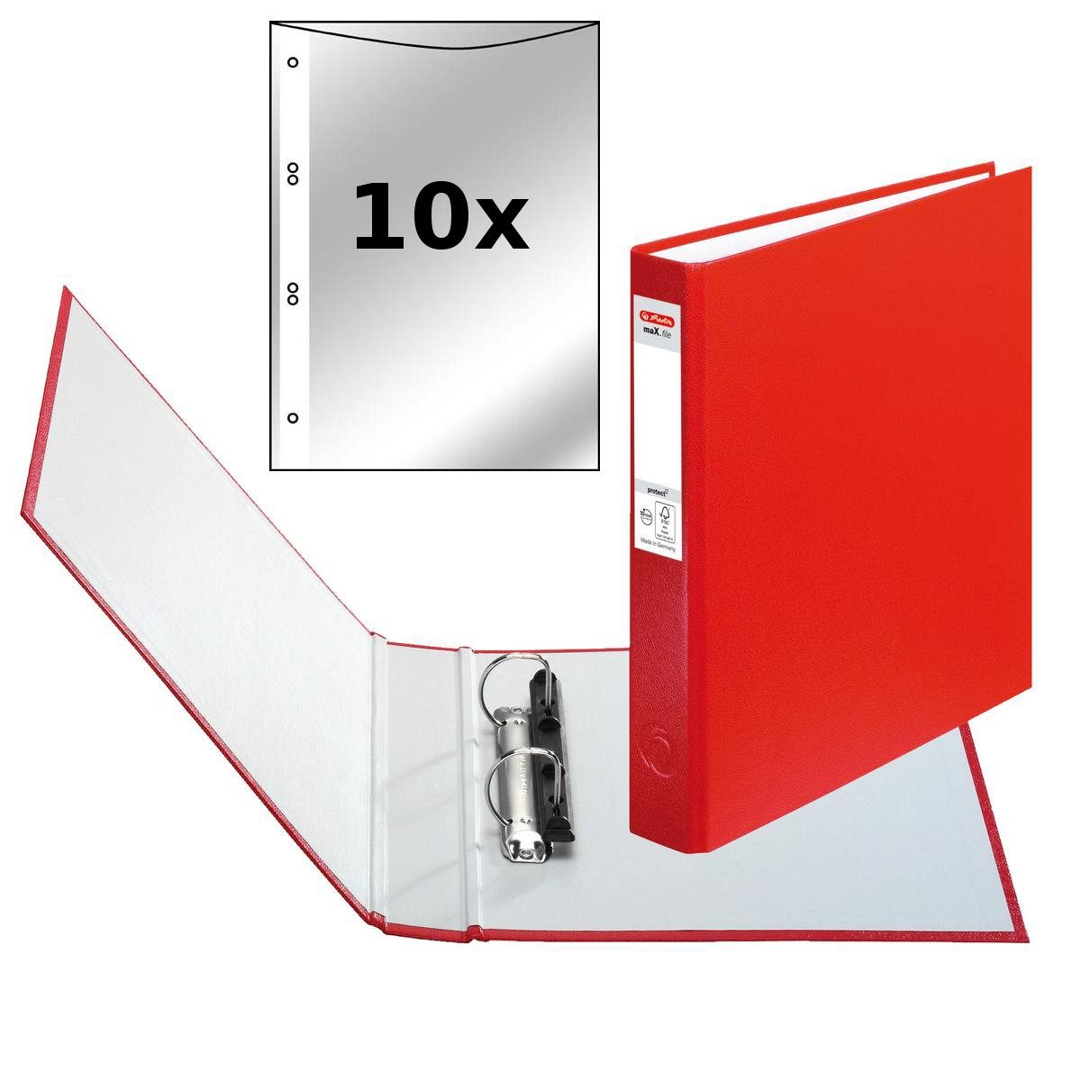 Herlitz Aktenordner Herlitz Ringbuch / DIN A5 mit 2-Ringe / incl. 10 Prospekthüllen / Farb