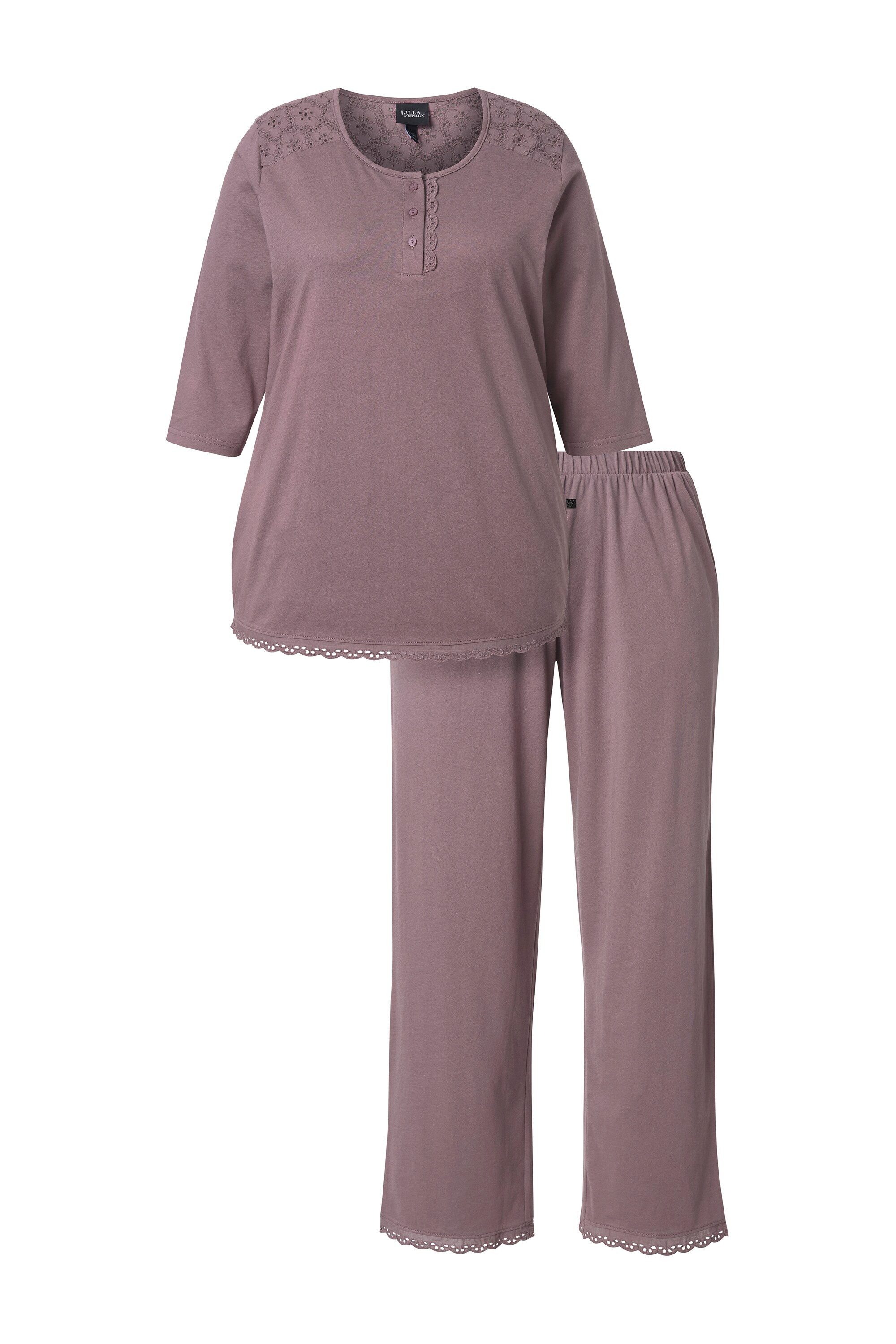 Ulla Popken Pyjama Pyjama Zweiteiler Lochstickerei günstig online kaufen