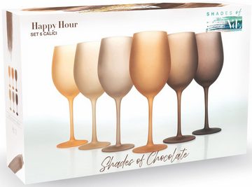 Villa d'Este Weinglas Happy Hour Chocolate, Glas, Gläser-Set, 6-teilig, Inhalt 550 ml