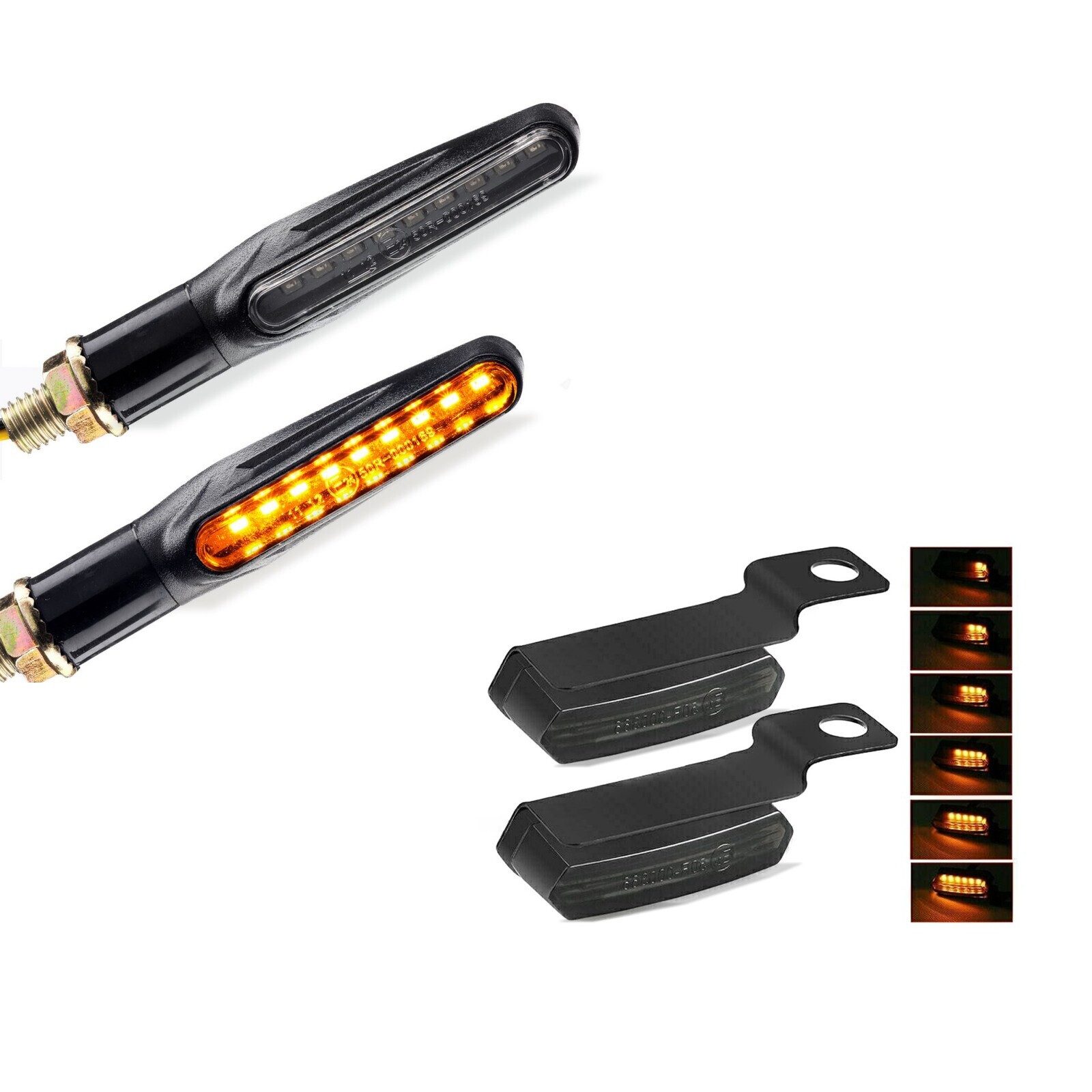 Halter Set: Lauflicht Blinker Motorrad # KP6 LED Blinker mit E-Prüfzeichen 2