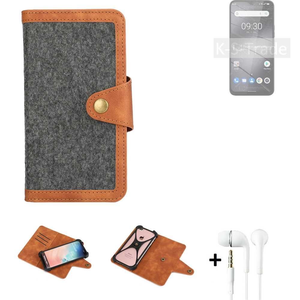 K-S-Trade Handyhülle für Gigaset GS5 Lite, Handyhülle + Kopfhörer Schutzhülle Filzhülle Kunstleder
