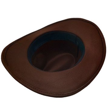 Yalion Cowboyhut Western Cowboyhut Herren Temperament Sämischleder Hut dunkelbraun Gebogene Krempe