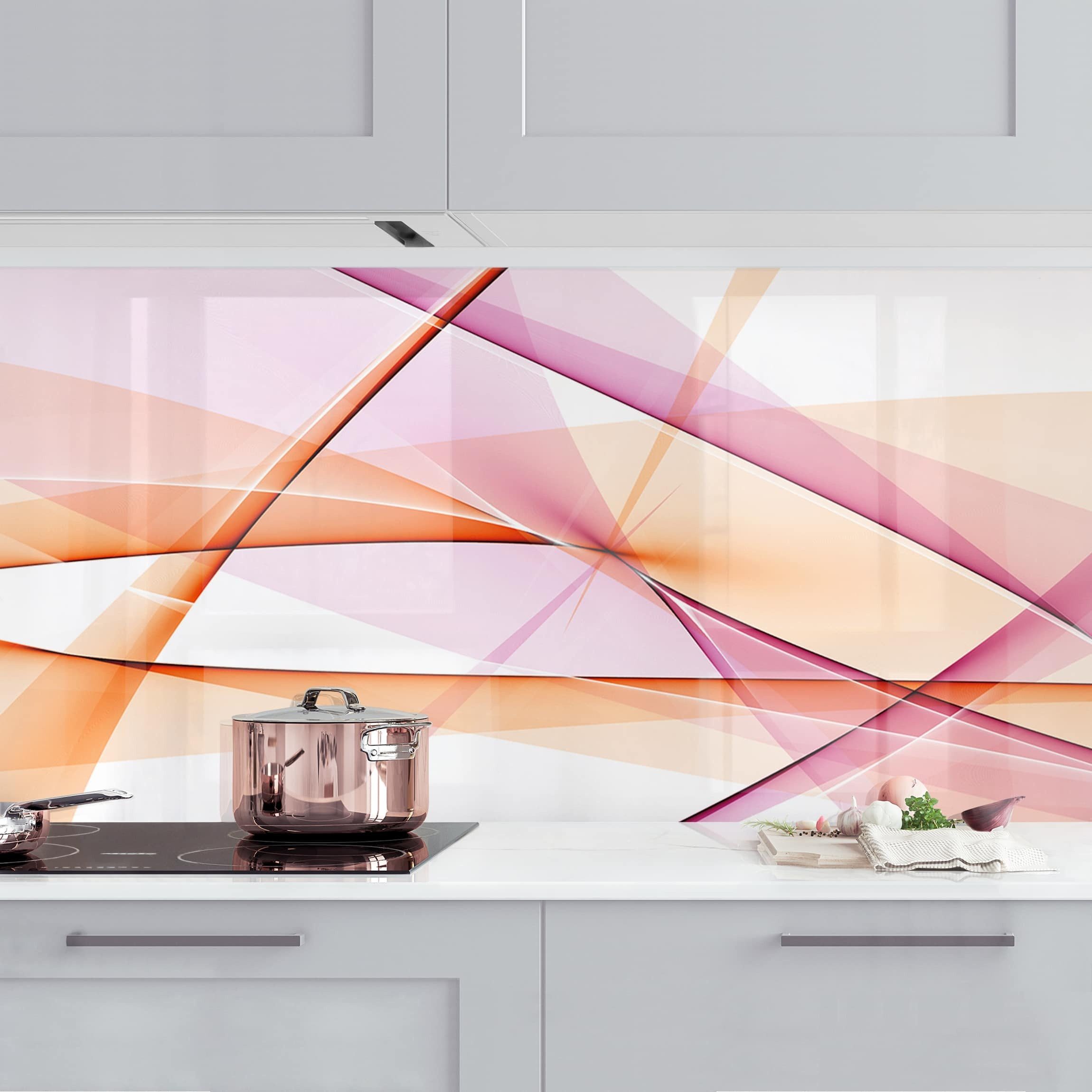 Bilderdepot24 Küchenrückwand selbstklebend violett mit Motiv Abstrakt, (1-tlg., Nischenrückwand - für Fliesenspiegel ohne Bohren - matt), Nischenrückwand fugenlos Wandpaneel Küche Herd