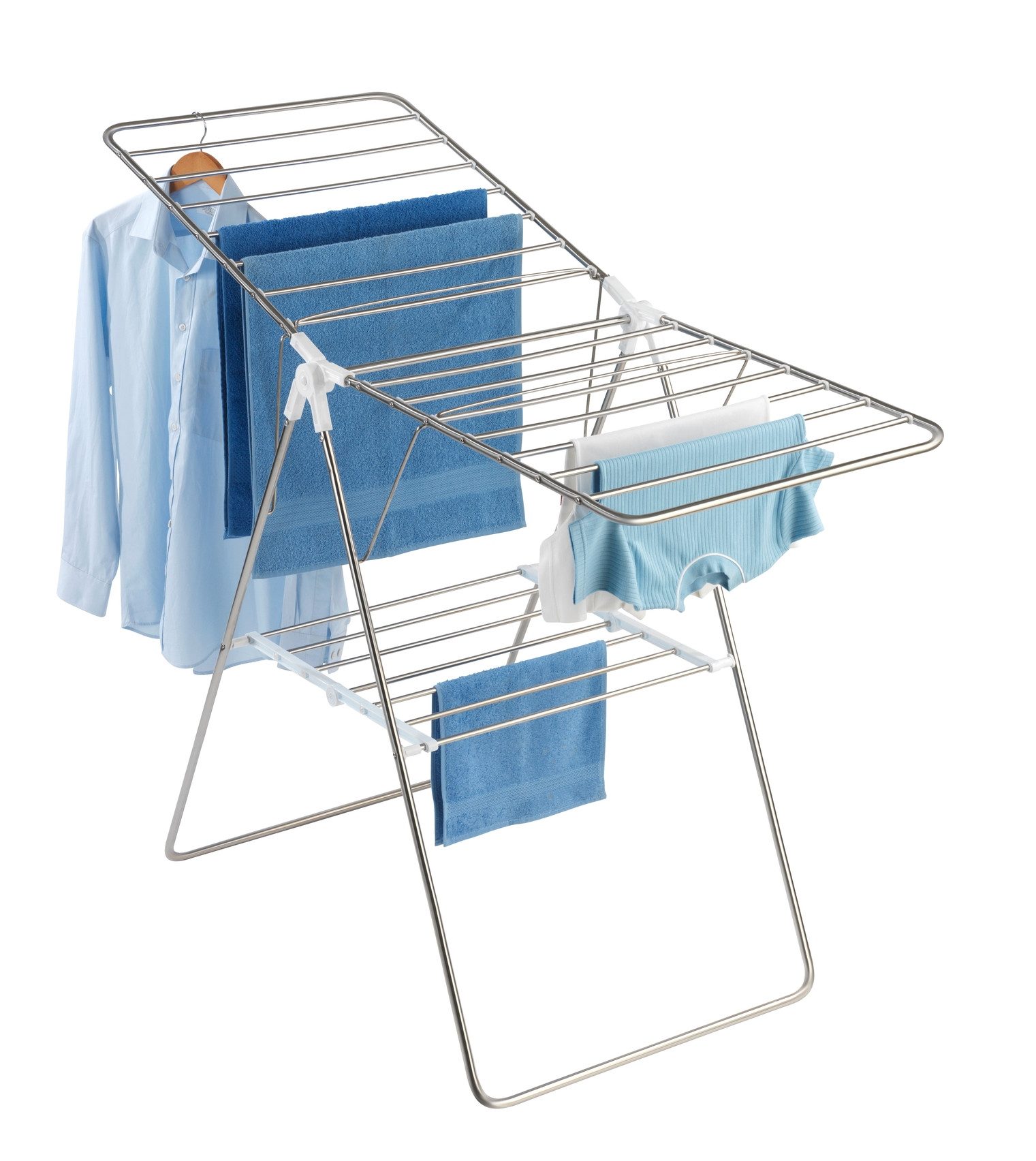 WENKO Wäscheständer Modell Flex, Wäschetrockner mit justierbaren Flügeln, 15 m Trockenlänge, klappbar