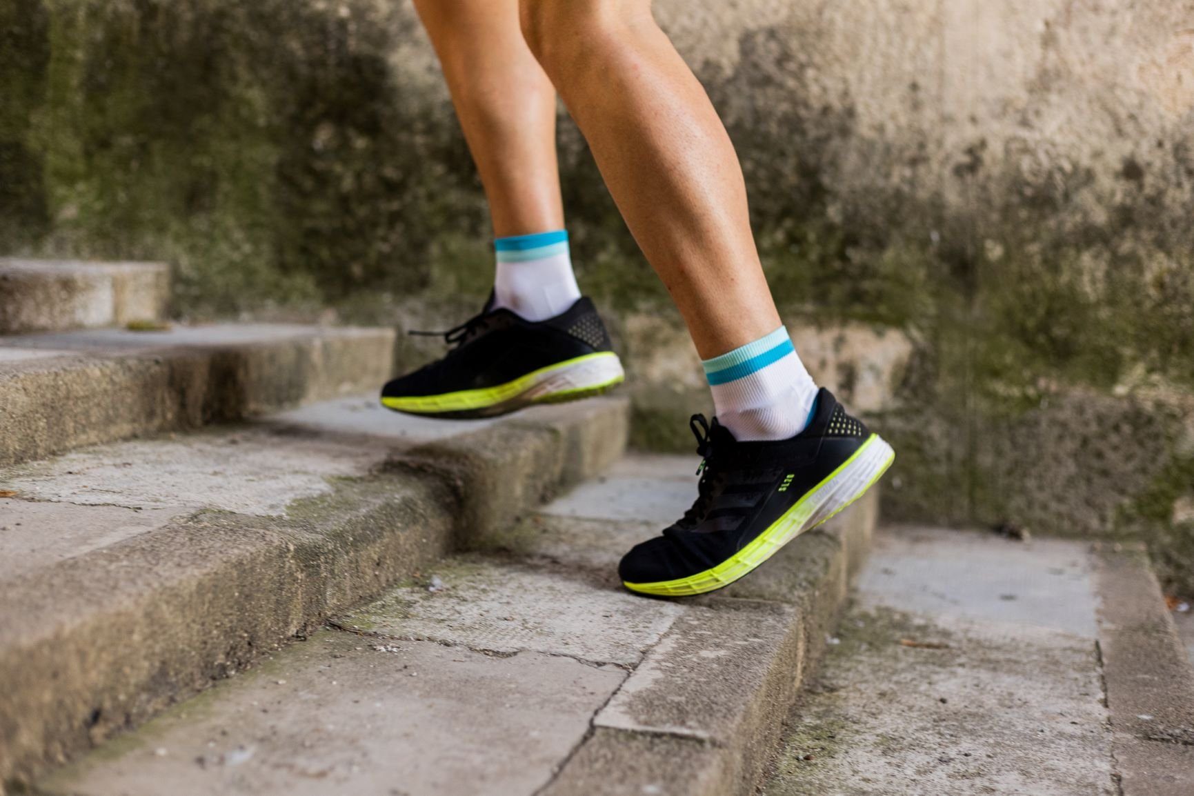 Kurze Sportsocken grün/ weiss Reflektierende Amsterdam PIPPO Rennradsocken