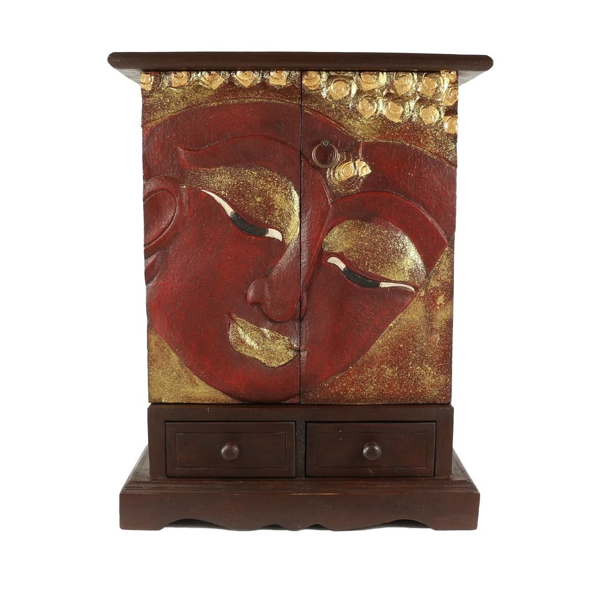 Oriental Galerie Mehrzweckschrank Buddha Schrank Rot 70 cm (1-St) Flurschrank, Asiatische Möbel