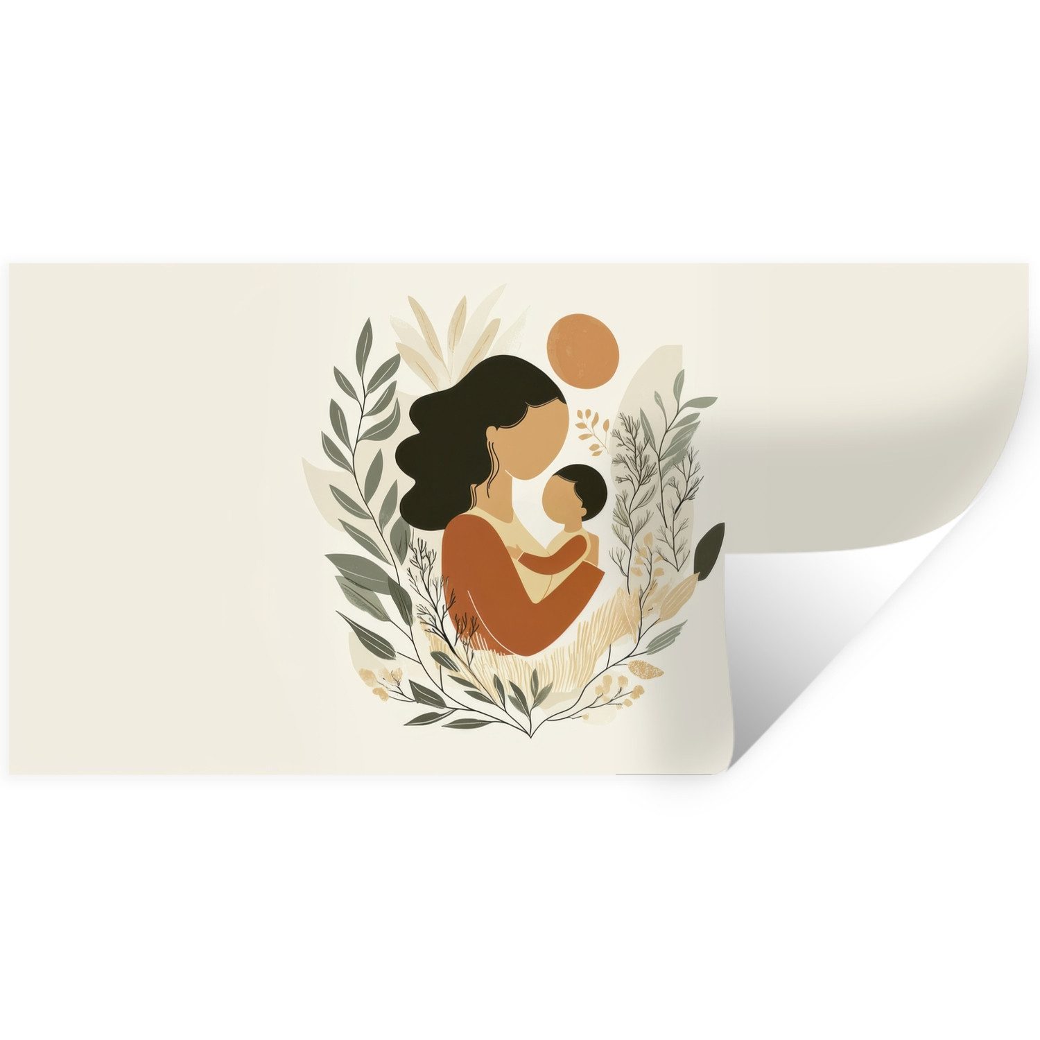 MuchoWow Wandsticker Illustration - Mutter - Kind - Liebevoll (1 St), Sticker für die Wohnzimmer und Schlafzimmer, 80x40 cm