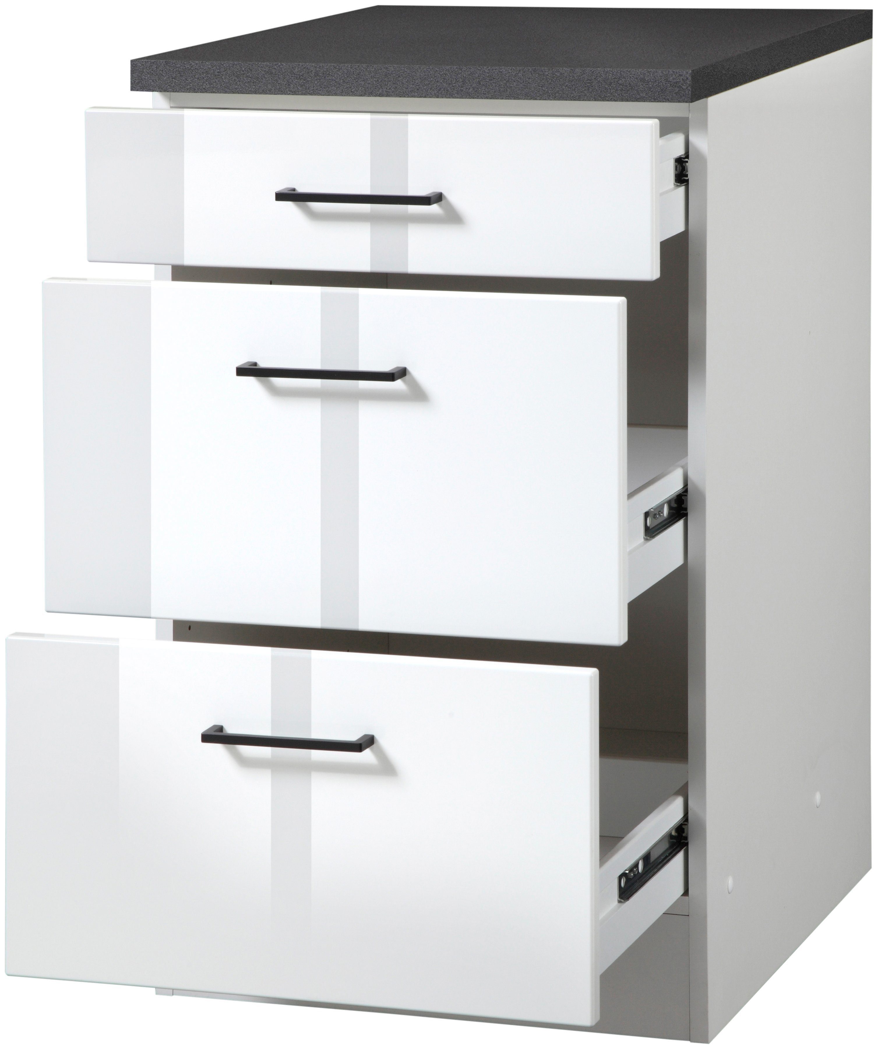 KOCHSTATION Unterschrank KS-Trier Breite 50 cm, mit 2 Auszügen und 1 Schublade