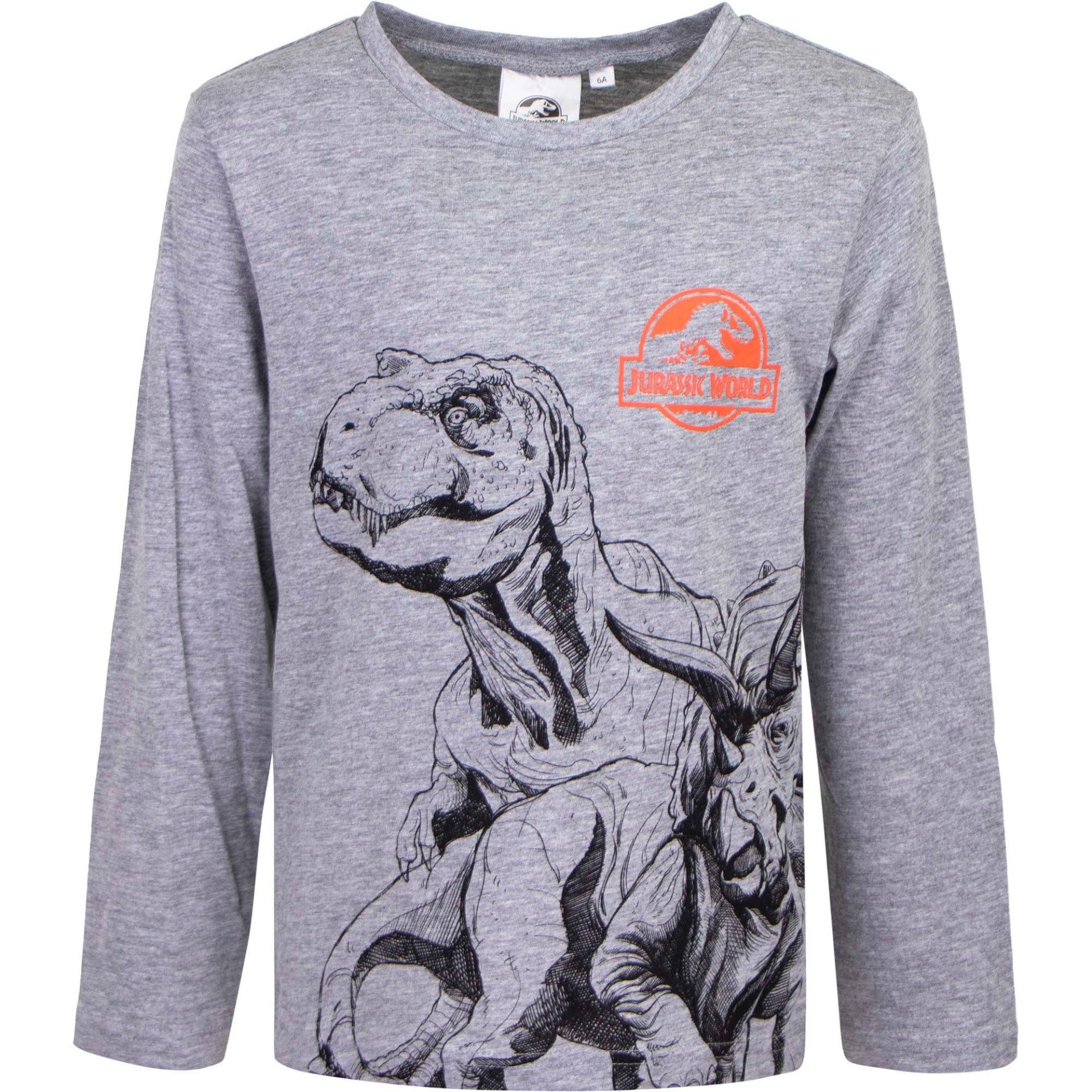 Jurassic World Langarmshirt Kinder Shirt mit Dinos T-Rex Gr. 98 bis 128, in  Grün oder Grau | Rundhalsshirts
