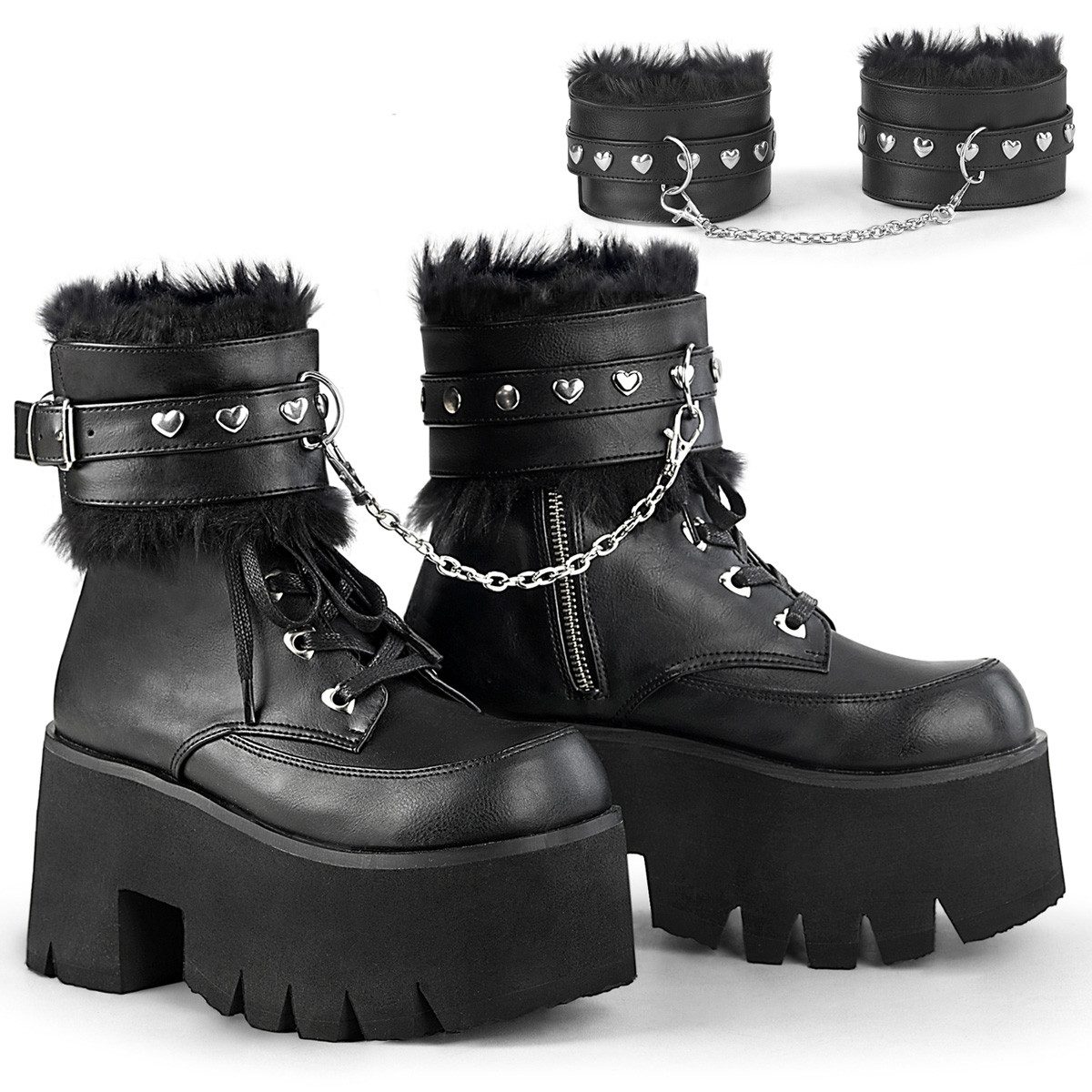 Auktion ASHES-57 DemoniaCult Damen Plateaustiefeletten Manschetten Her High-Heel-Stiefel