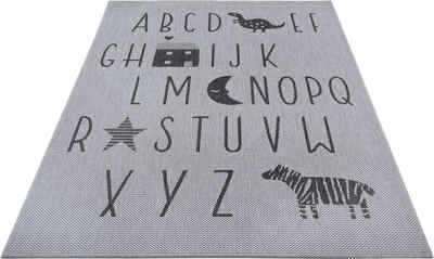 Kinderteppich Alphabet, Lüttenhütt, rechteckig, Höhe: 3 mm, ABC Lernunterlage, Flachgewebe, Pflegeleichter Teppich