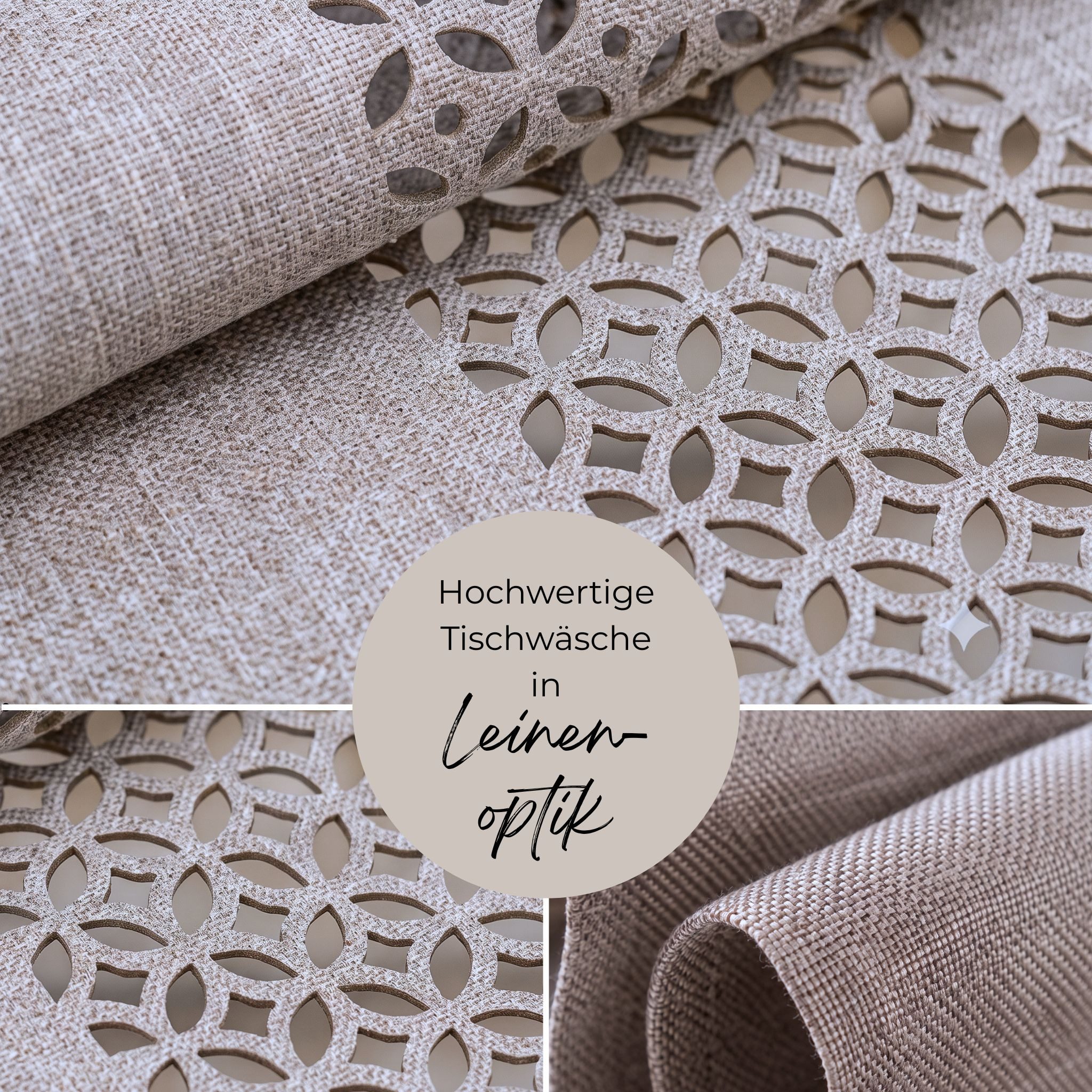 matches21 HOME & HOBBY Tischdecke Tischläufer Durchbrochene Ornamente hellbraun 40x140 cm (1-tlg)