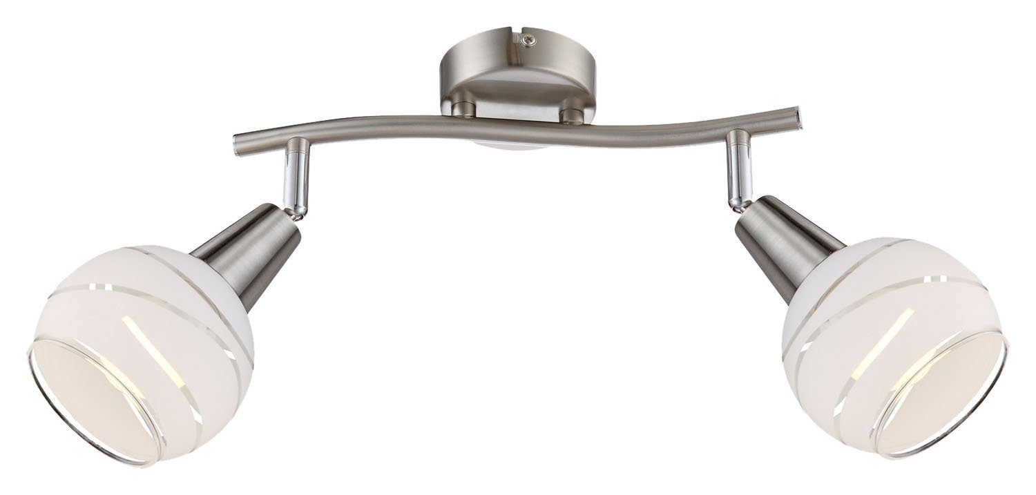 GLOBO LIGHTING LED Deckenstrahler MILOUD, 2-flammig, Nickel matt, Weiß, Glas, LED wechselbar, Warmweiß, Deckenlampe