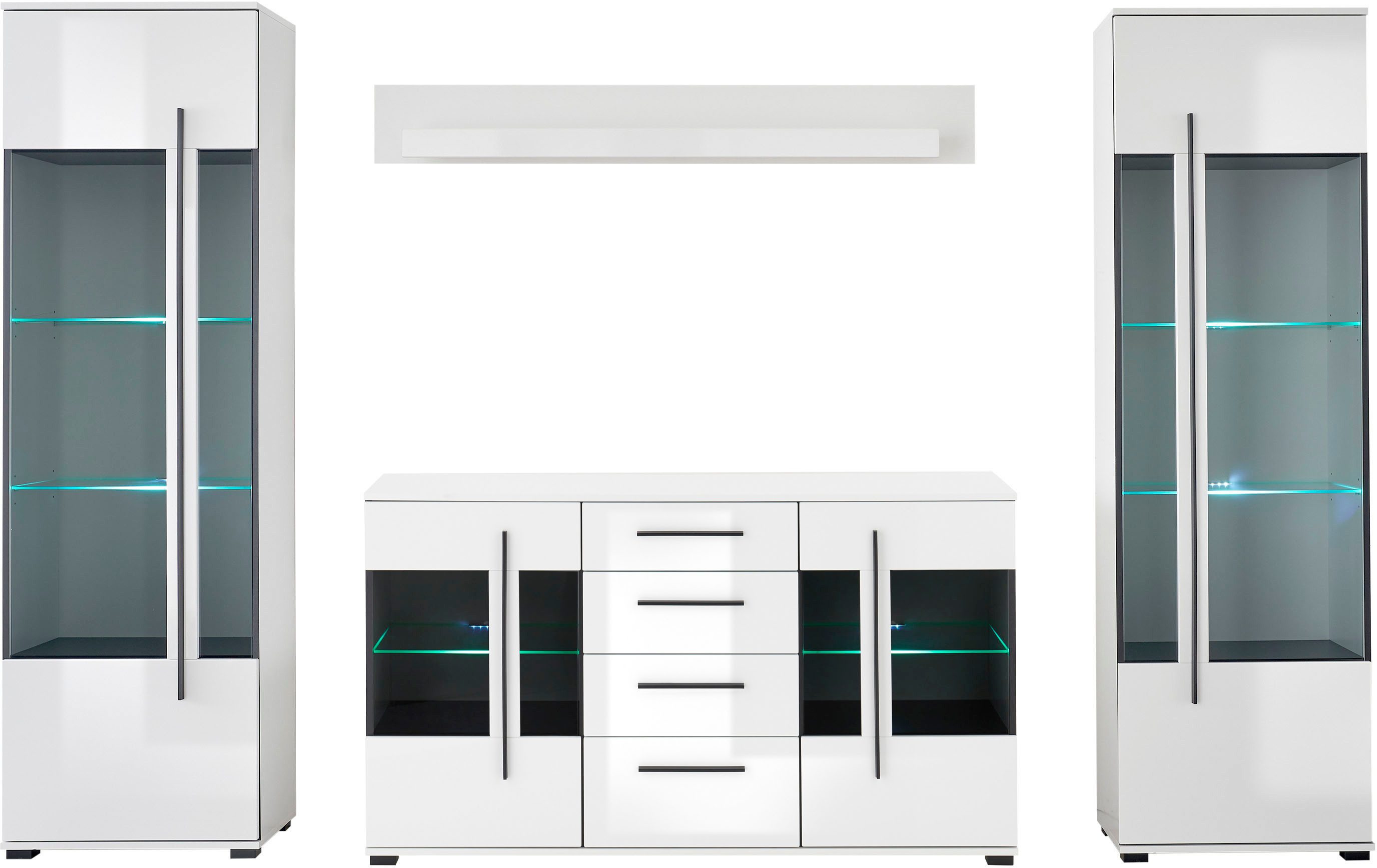 INOSIGN Wohnwand "Cantara", (Set, 4 St.), enthält zwei Vitrinen, ein Sidebo günstig online kaufen
