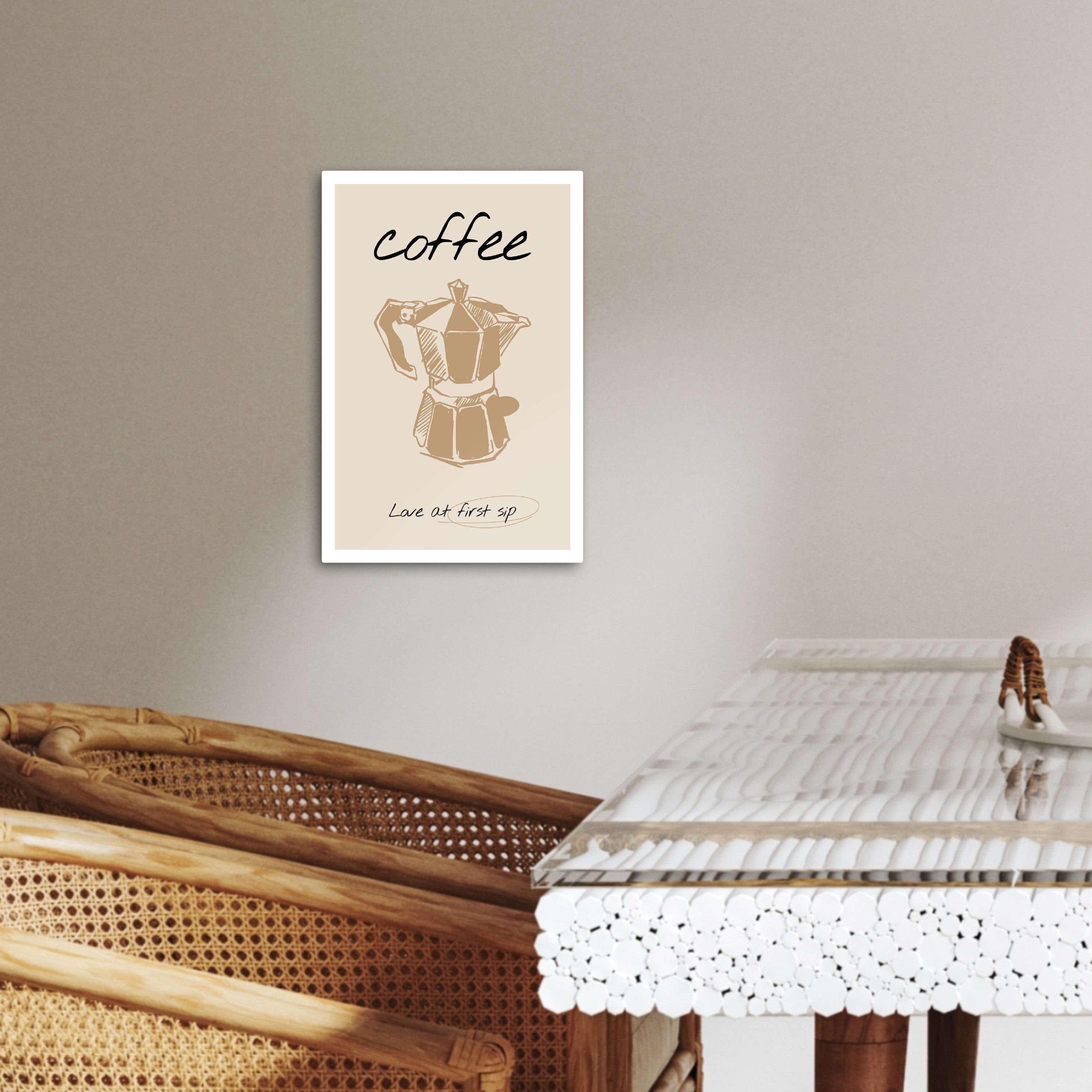 OneMillionCanvasses® Leinwandbild Kaffee - Zitat - Beige - Abstrakt - Quote, Fotodruck (1 St), Wandbilder für Esszimmer, Wanddeko Bilder Küche, 20x30 cm – Bild 3 von 3