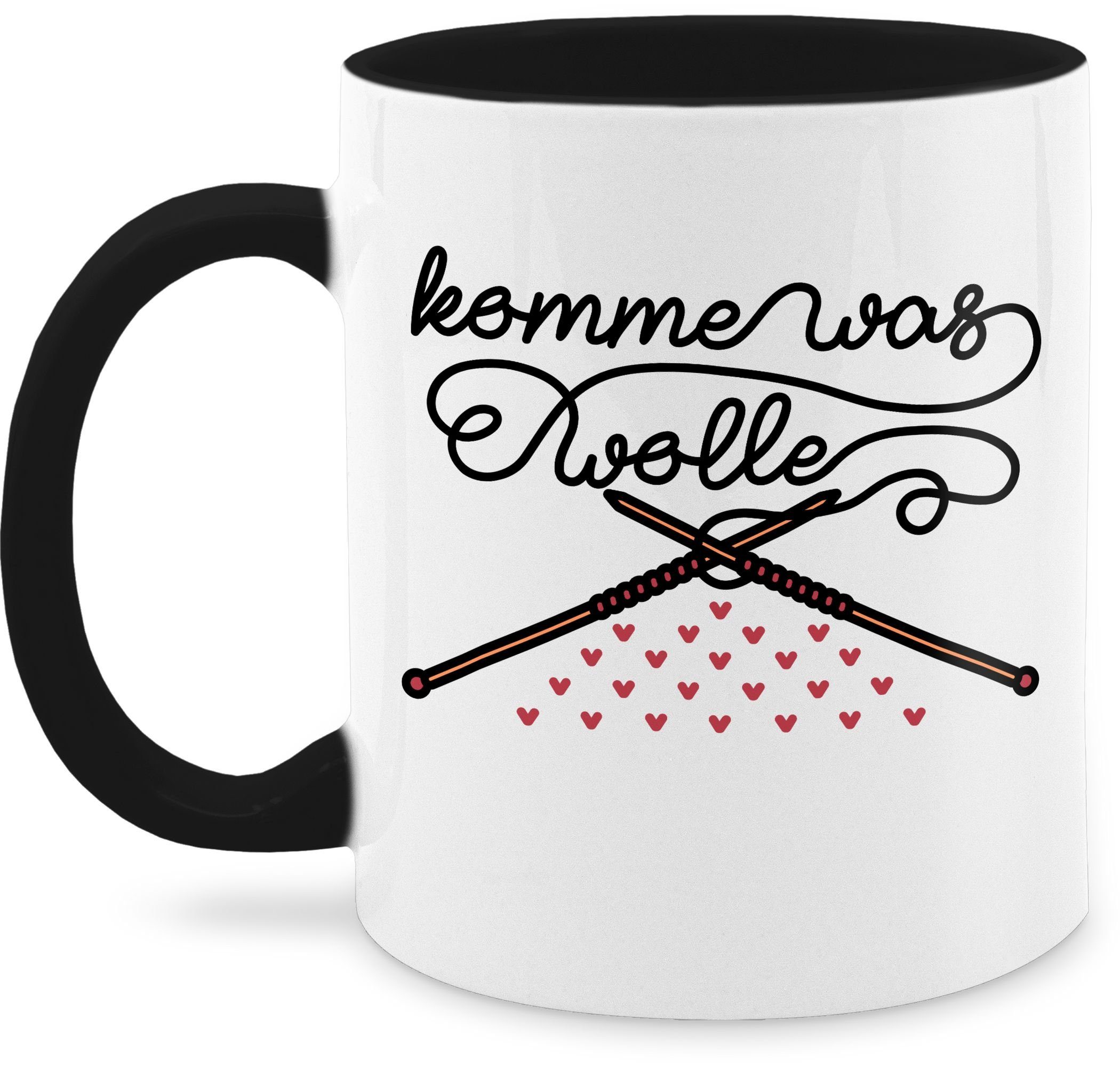 Shirtracer Tasse Komme was Wolle, Keramik, Statement Sprüche 2 Schwarz