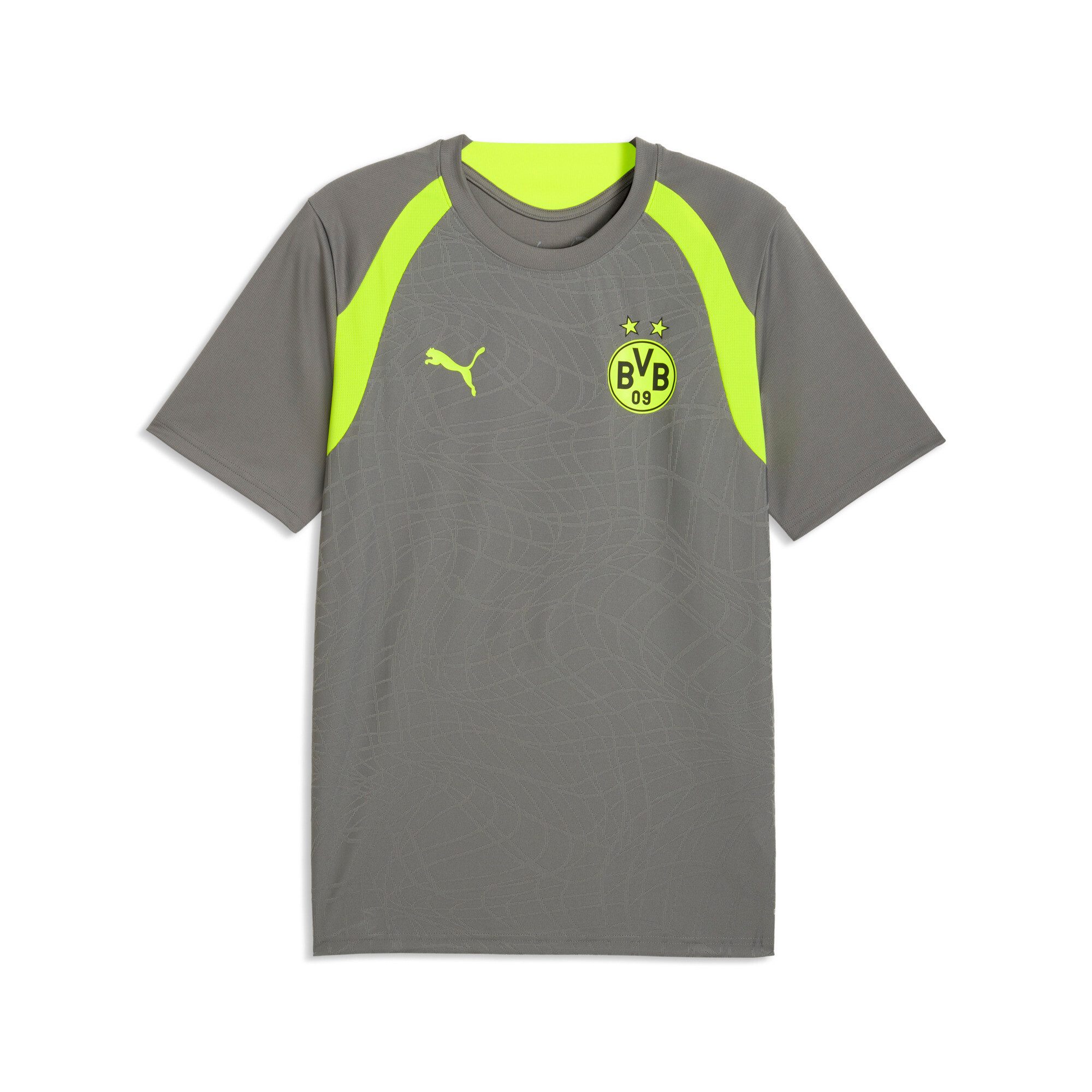 PUMA Fußballtrikot BVB TRAINING JERSEY mit sportlichem Stil, Kurzarmdesign, gemusterte Optik, Slim Fit