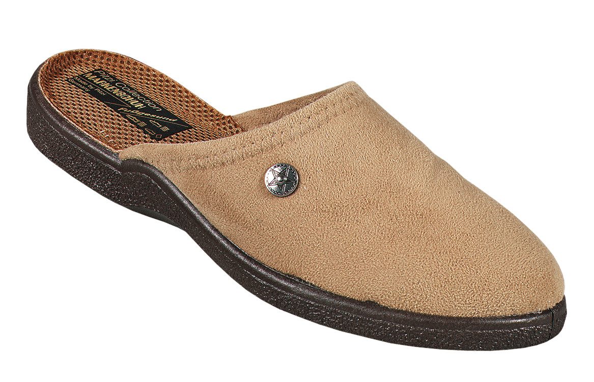 Pitzi Pantoffel aus Velour, 37053, schwarz oder beige Pantoffel 3D-Netzfutter (Mesh)