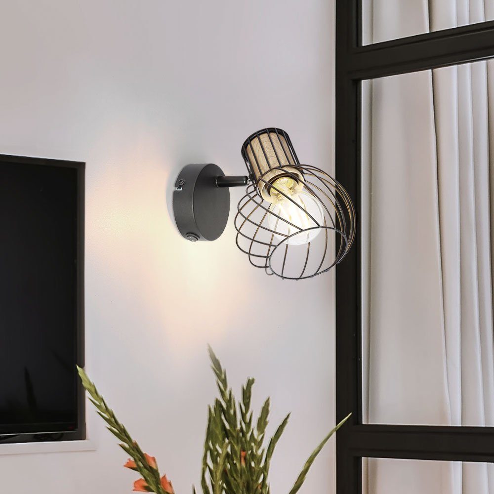 etc-shop Wandleuchte, Leuchtmittel nicht inklusive, Wandlampe Landhausstil Wandleuchte Holzlampe Gitter