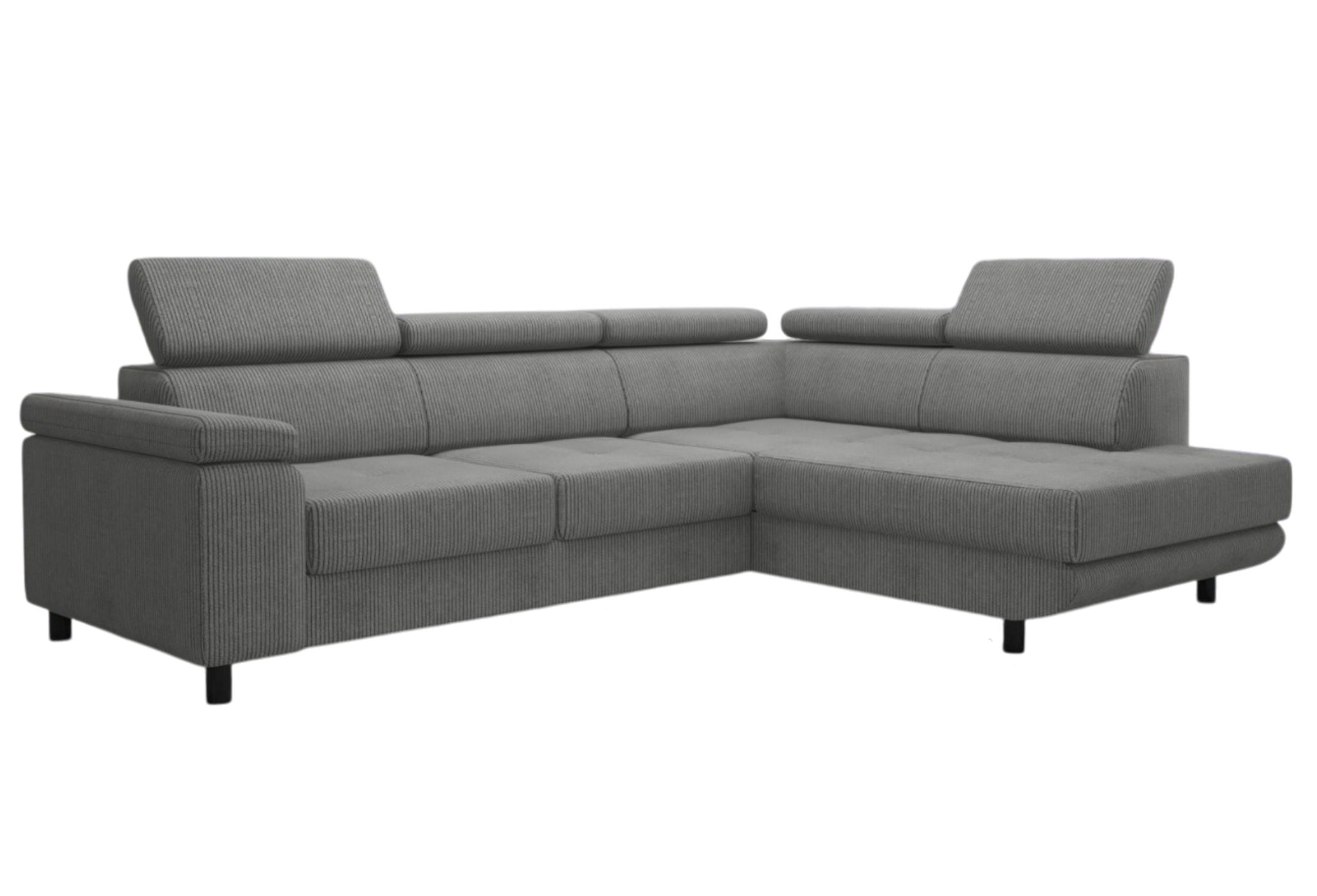 thematys Ecksofa LUNA L mit Schlaffunktion & Bettkasten – aus Velours oder Cord Stoff, mit 5 verstellbaren Kopfstützen, – L-Form 250×183 cm – Schlafsofa mit Aus – Bild 2 von 5