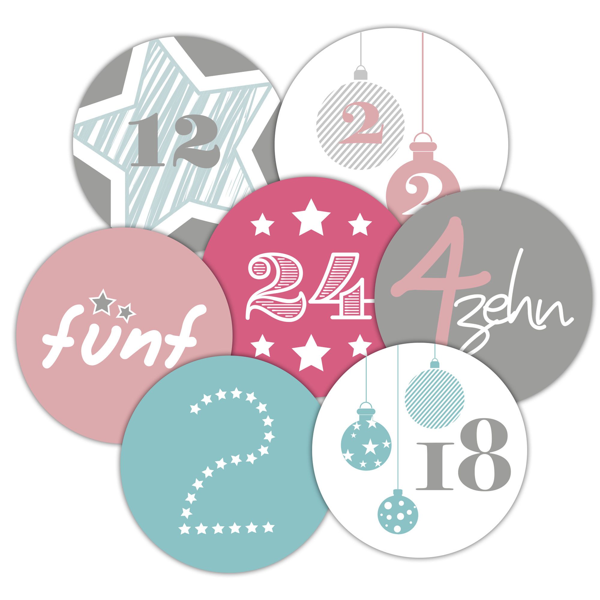 Frau WUNDERVoll Sticker 48 Adventskalenderzahlen - pastell
