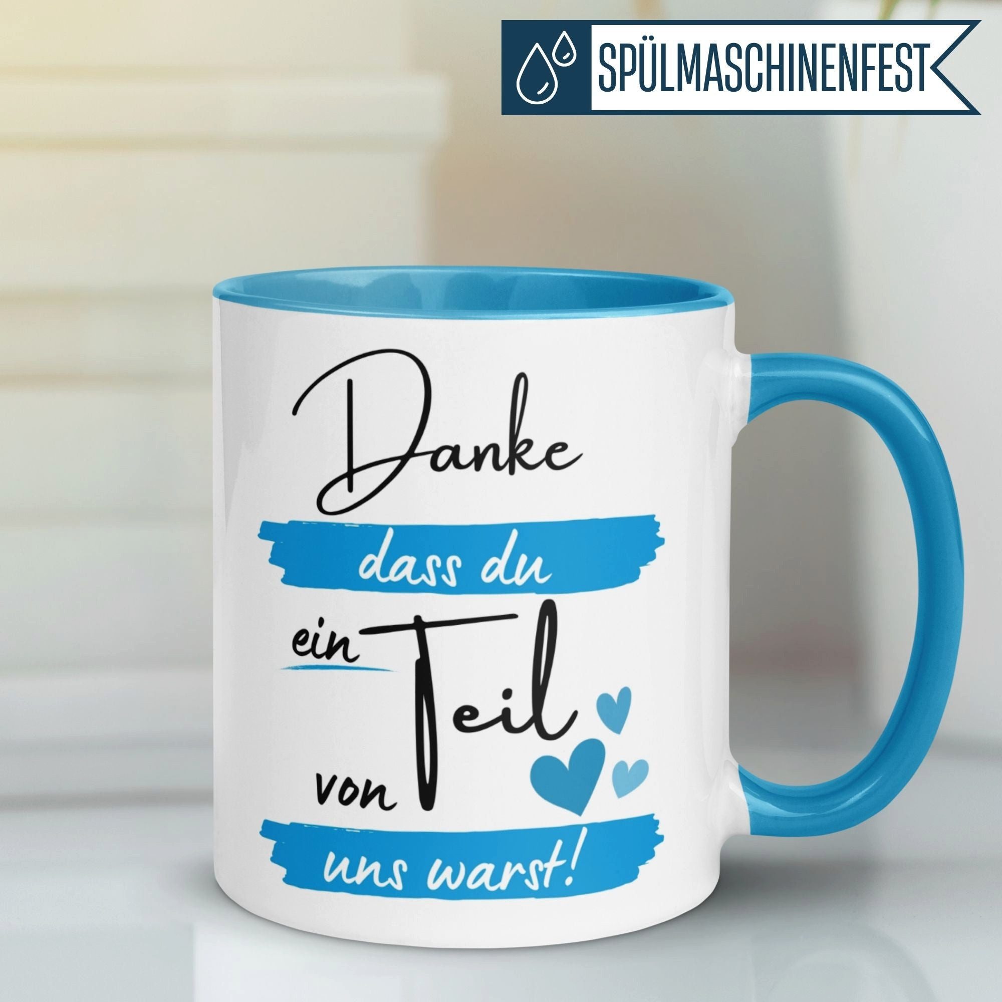 Momentals Tasse Abschied – „Danke dass du ein Teil von uns warst“ – Abschiedsgeschenk, Gratis Versand · Links-&Rechtshänder · Spülmaschinenfest