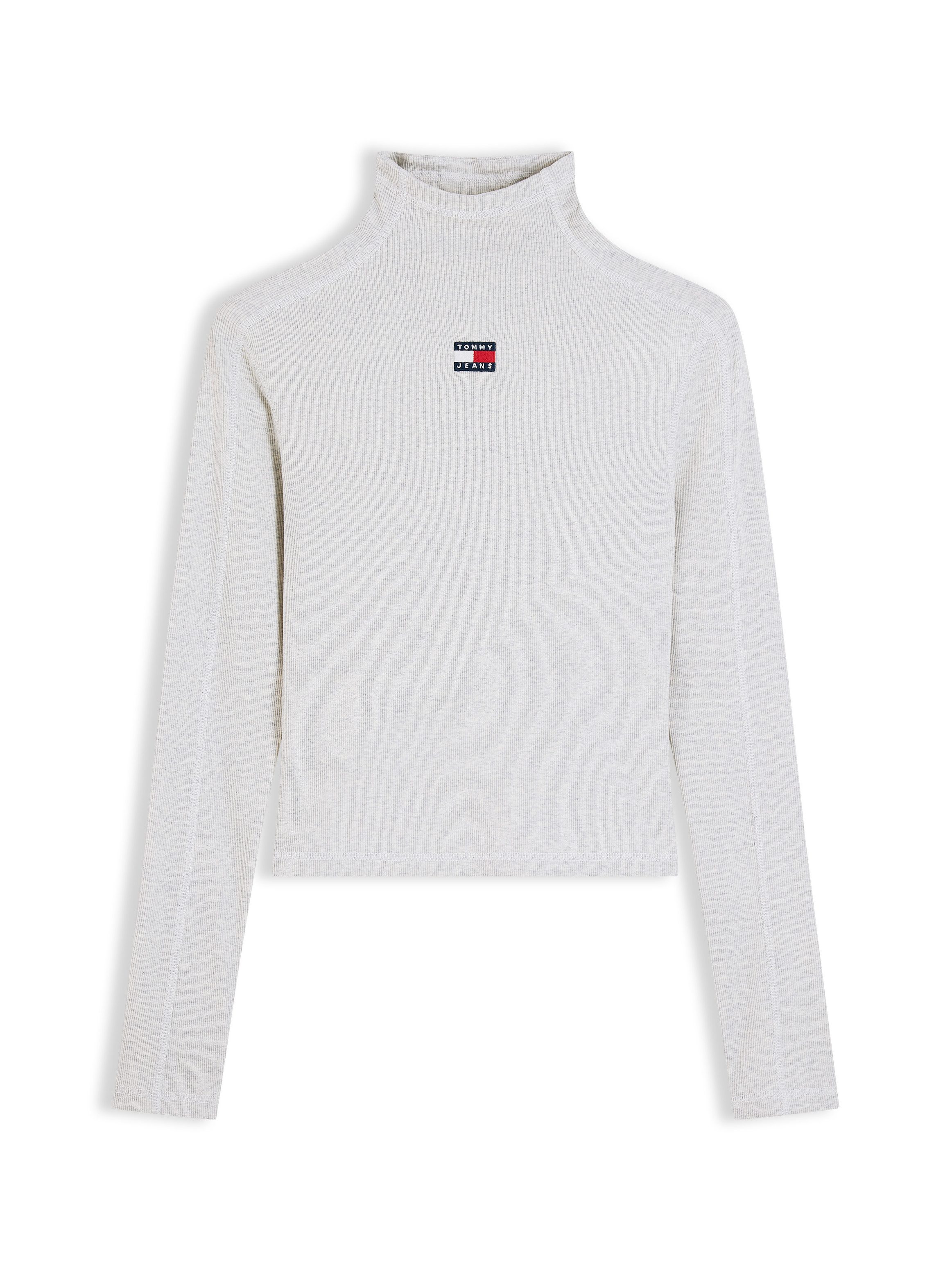Tommy Jeans Langarmshirt TJW SLIM RIB LS MOCK BADGE TOP Baumwollmischung, slim fit, figurbetont, in gerippter Struktur – Bild 5 von 5