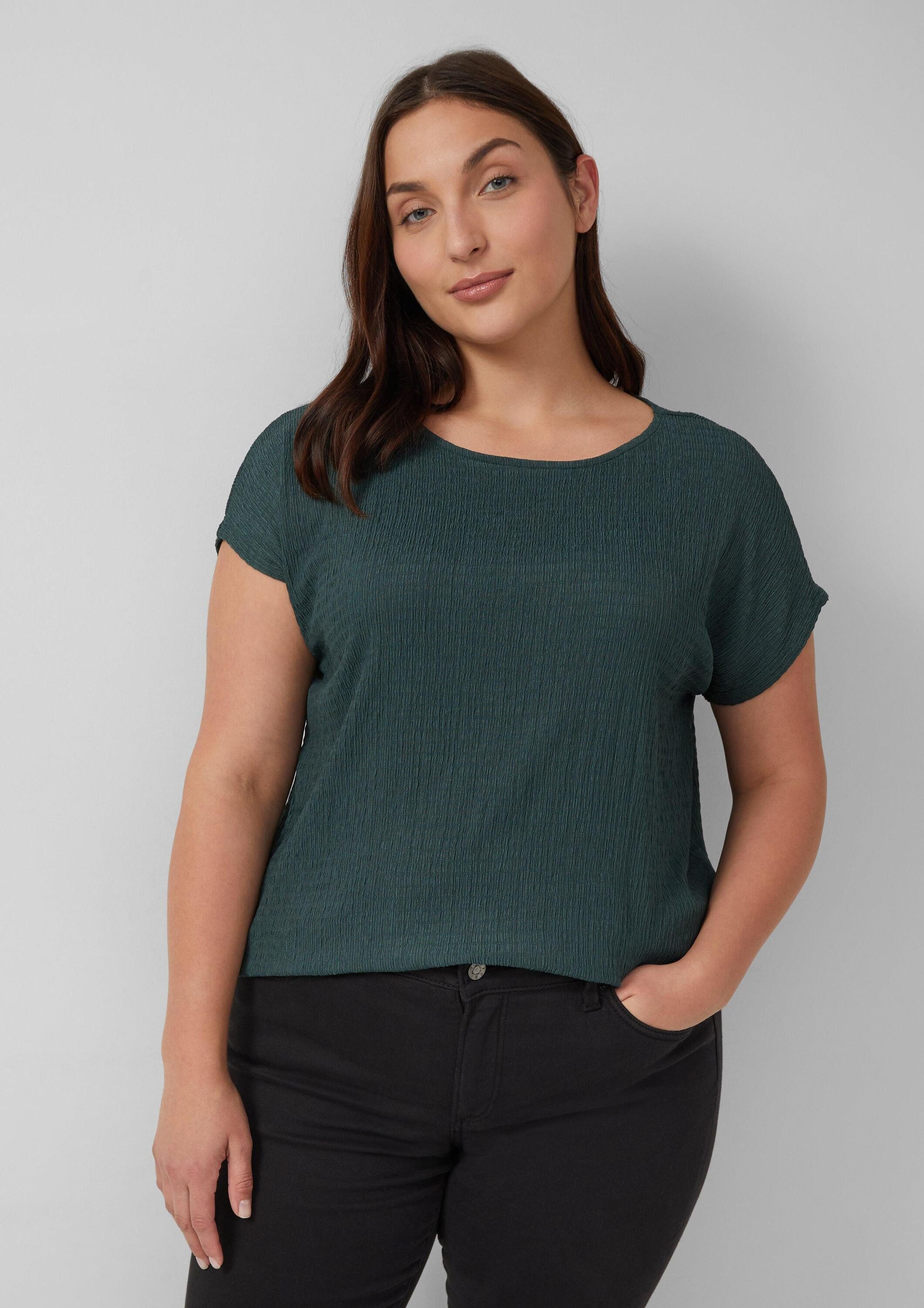 s.Oliver Kurzarmshirt T-Shirt Strukturiertes T-Shirt im Relaxed Fit mit U-Boot-Ausschnitt