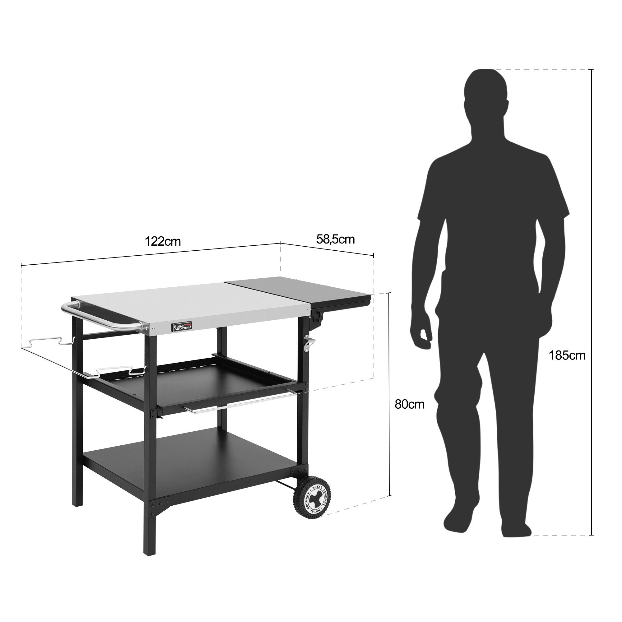 Royal Gourmet Grillablagetisch Outdoor Grilltisch mit 3 Etagen, Edelstahl-T günstig online kaufen