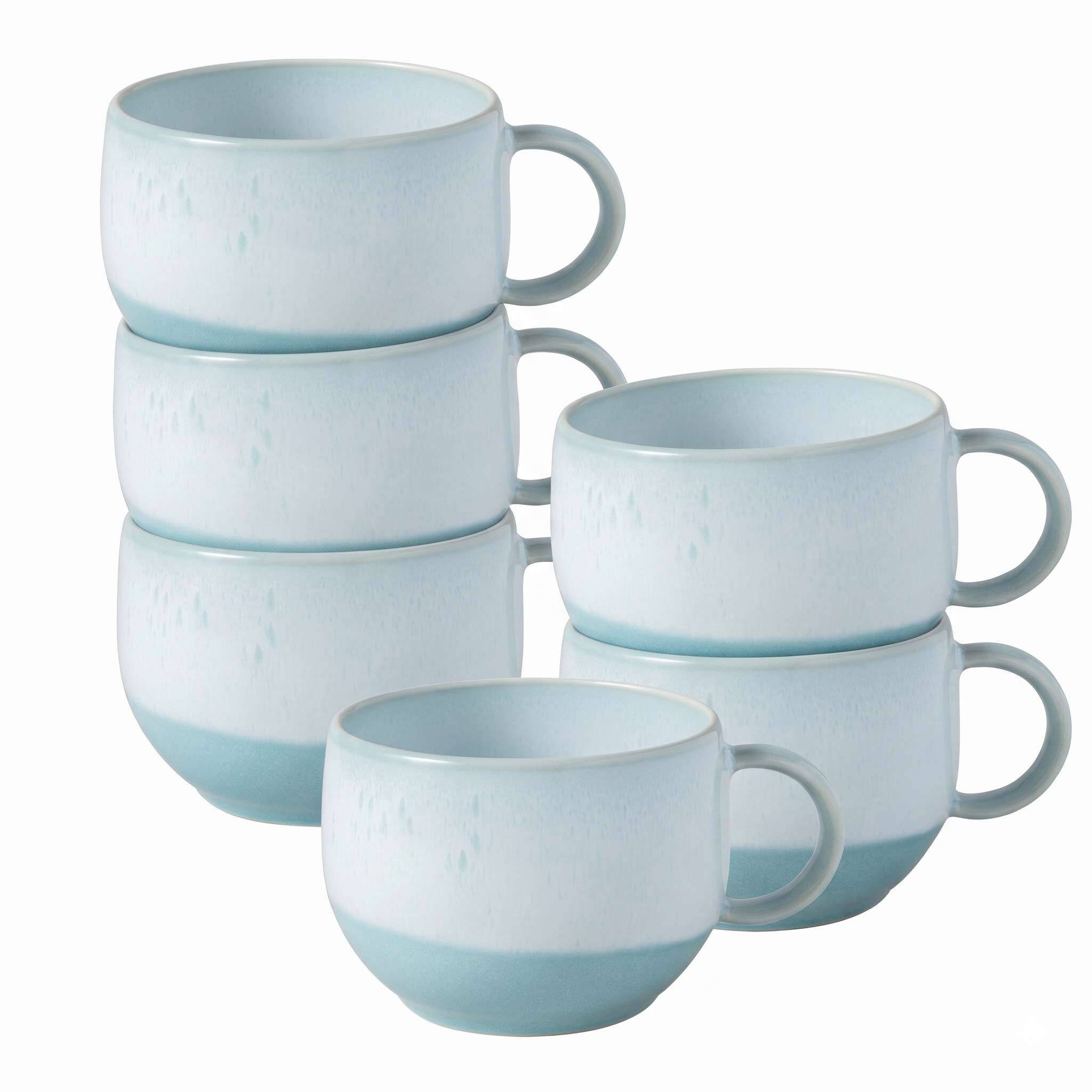 like. by Villeroy & Boch Tasse Perlemor Aqua Kaffeetassen 190 ml 6er Set, 6-tlg., Porzellan