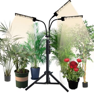 GOOLOO Pflanzenlampe LED-Pflanzenwachstum Licht,Clip-Licht 3Köpfe, 3 Modi, Pflanzenlicht Vollspektrum mit Ständer