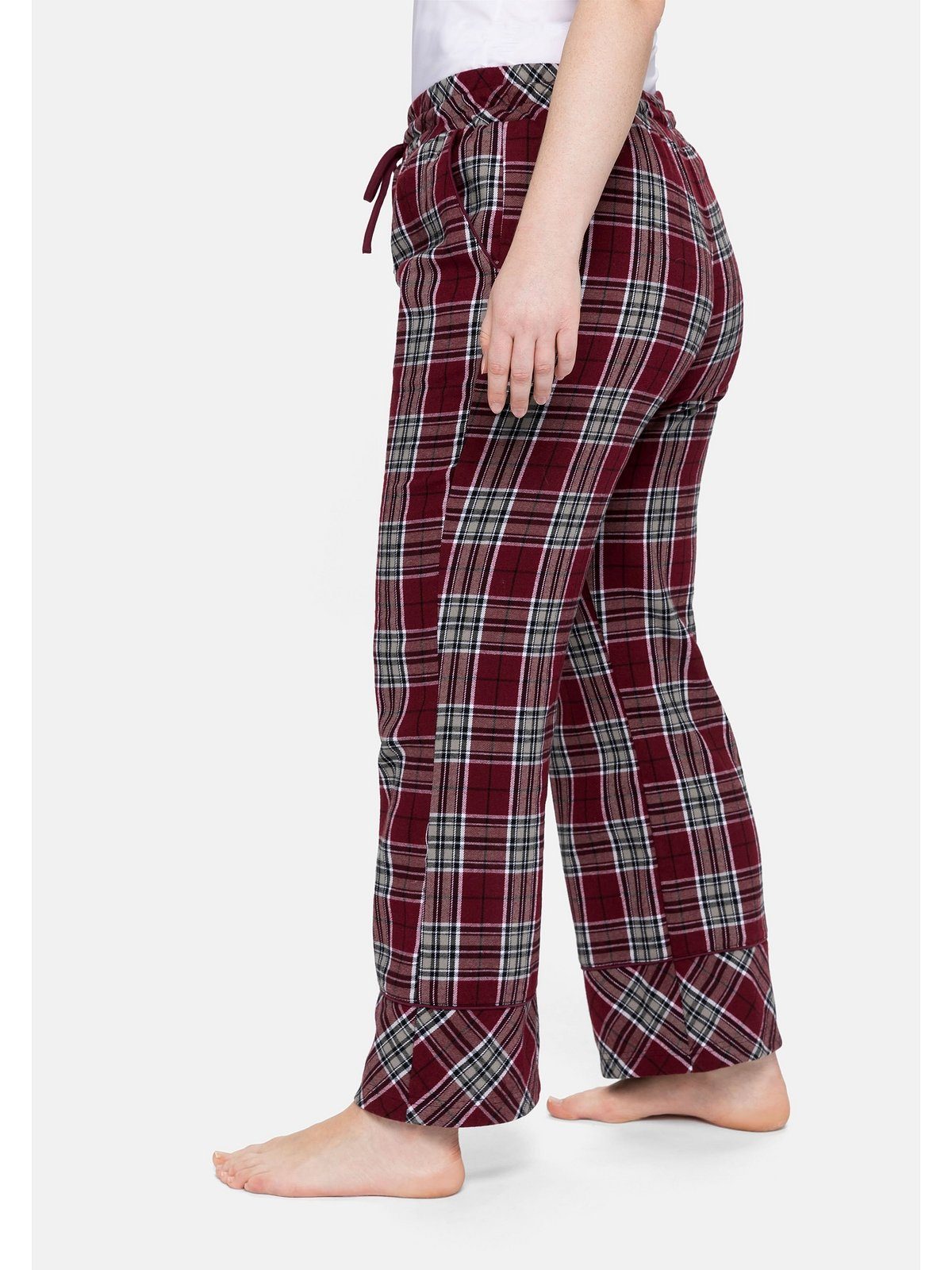 Damen Hosen Sheego Pyjamahose sheego Schlafanzughose im weiten Schnitt, aus weichem Flanell