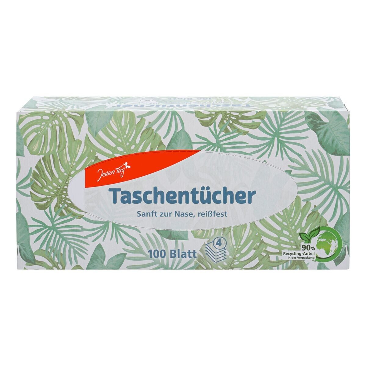 Jeden Tag Papiertaschentücher, 4-lagig, Spenderbox mit 100 Tücher