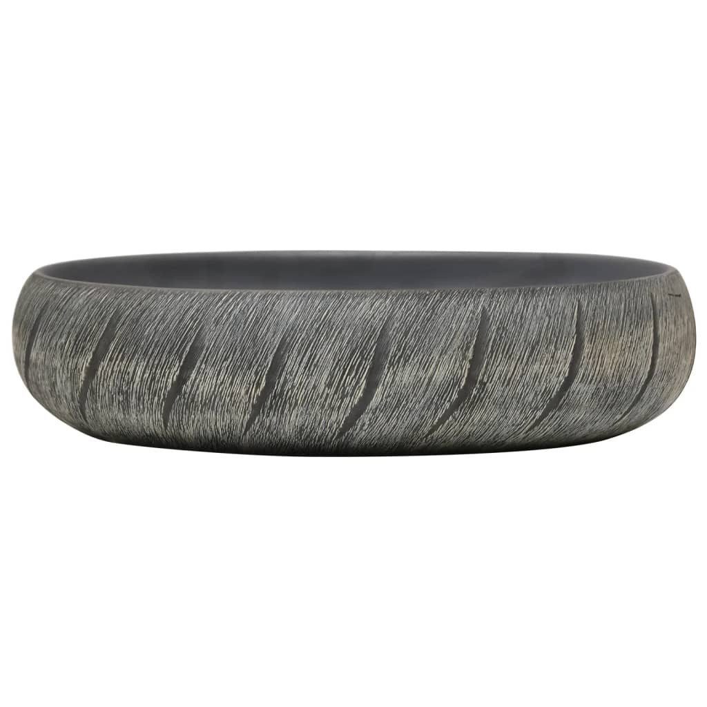 vidaXL Waschbecken 59 x 40 x 15 cm Waschbecken Badezimmer Aufsatzwaschbecken Schwarz und