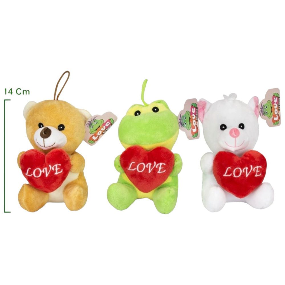 Dinotoys Kuscheltier Plüschtiere mit Herz „LOVE“ – Kuscheltiere – 14 cm – 6 verschiedene Mo