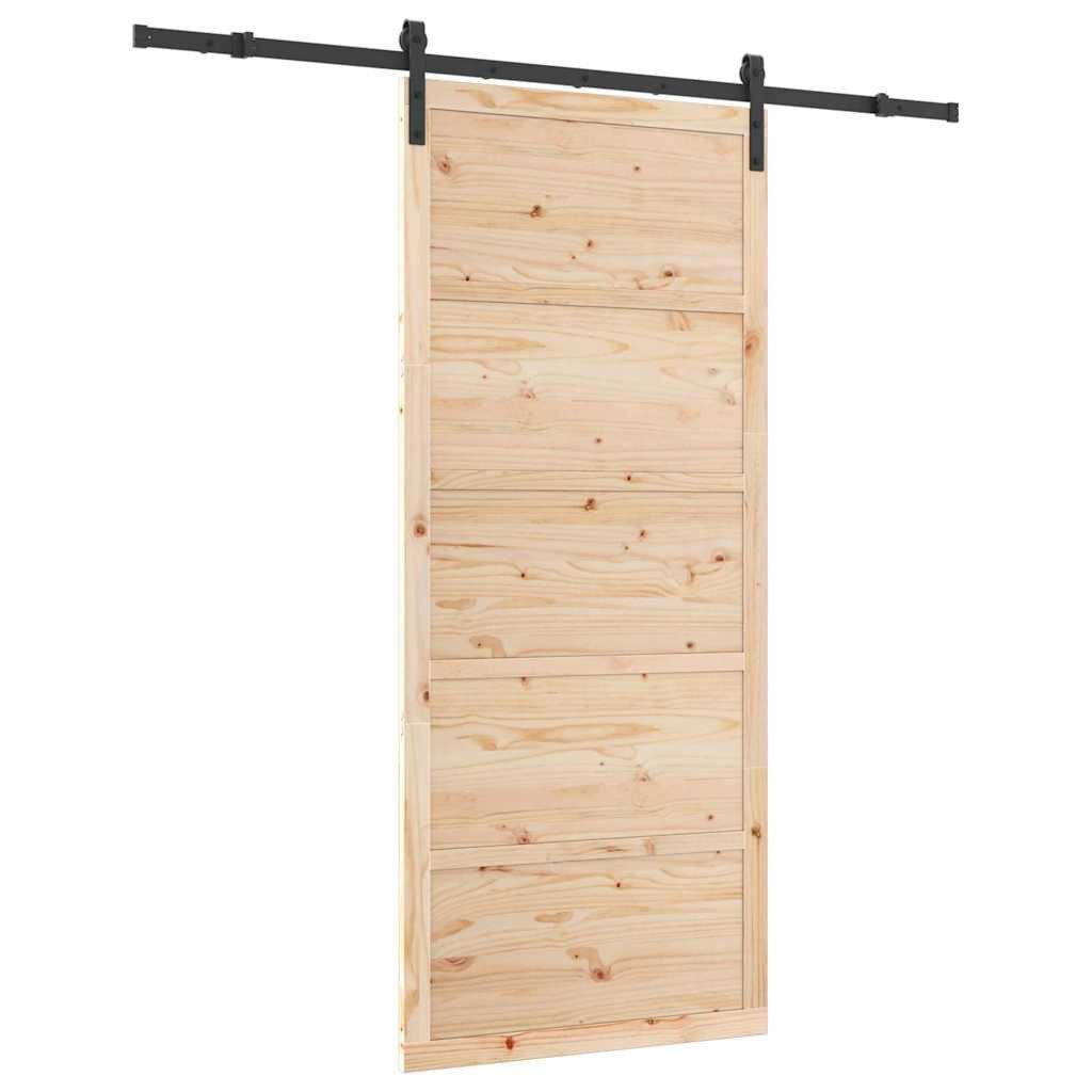 vidaXL Schiebetür Schiebetür Braun 90 x 208 cm Massivholz Kiefer (1-St)