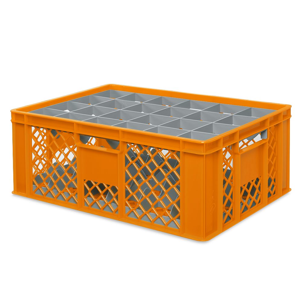 Produktbild von 10x Eurobehälter 600x400x240 Mm + 1 Transportroller – Lebensmittelecht, PE-HD, 43 L, Stapelbar – Für Lager & Gastronomie
