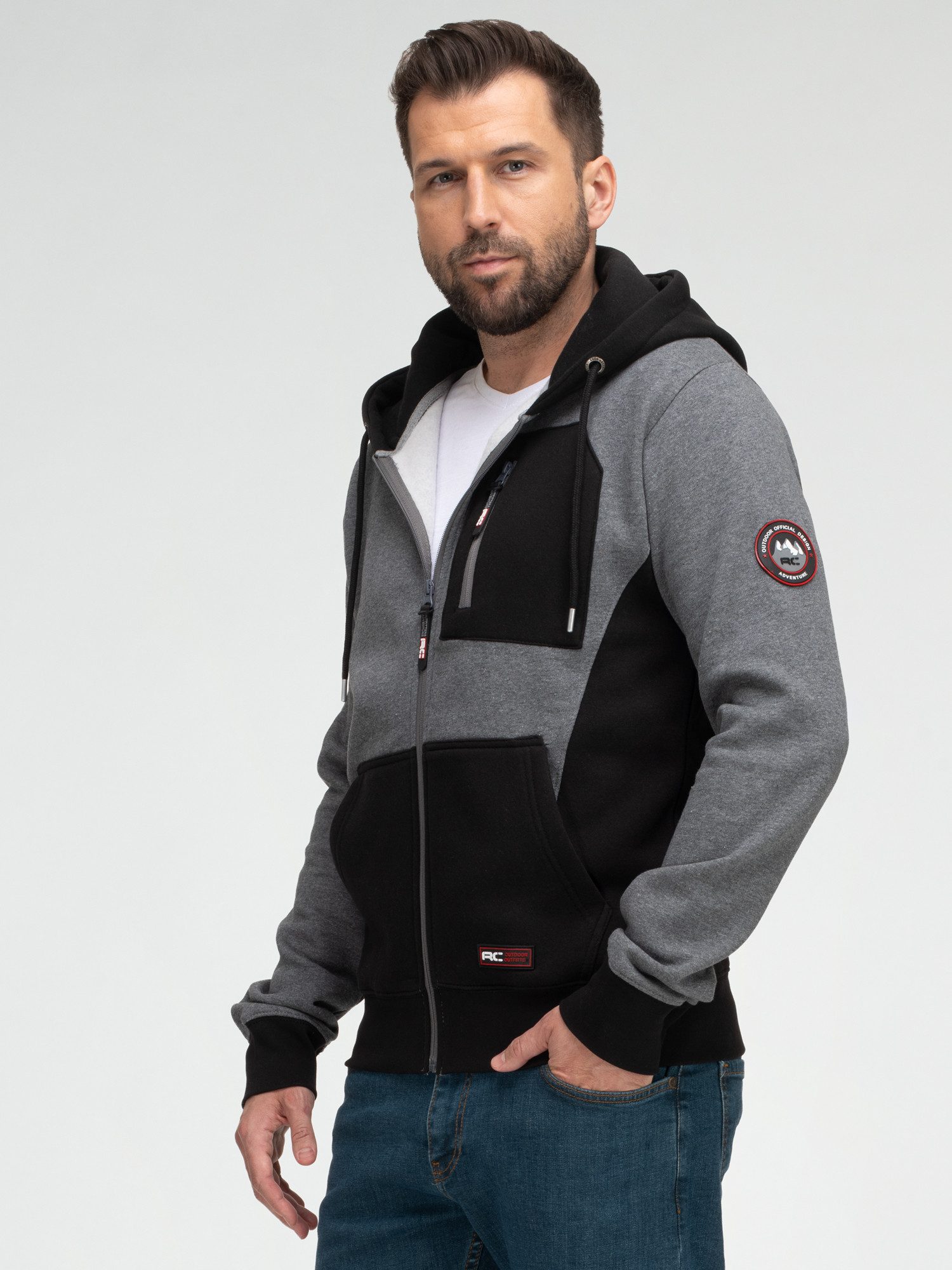 Rock Creek Kapuzenpullover Herren Hoodie Sweatjacke mit Kapuze H-411 Stehkragen – Bild 5 von 5