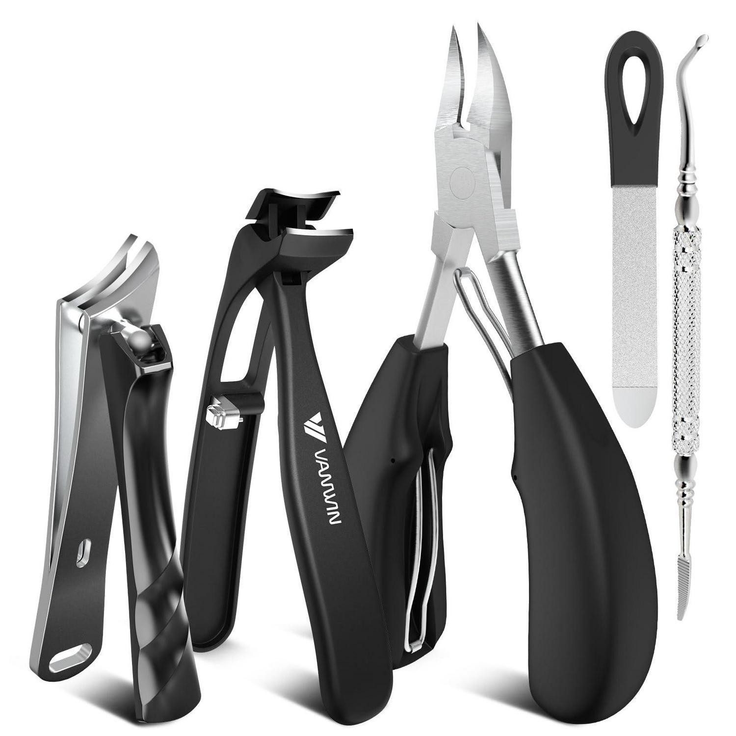 LuxusKollektion Nagelknipser-Set 5-in-1 Nagelknipser Set Schwarz Edelstahl