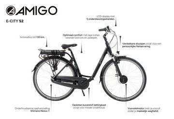 AMIGO Fahrräder E-Bike AMIGO E-City S2 504Wh 28 Zoll Damen 7Gänge Ebike E-Bike Mattgrau, MXUS GDF07, Vorderradmotor