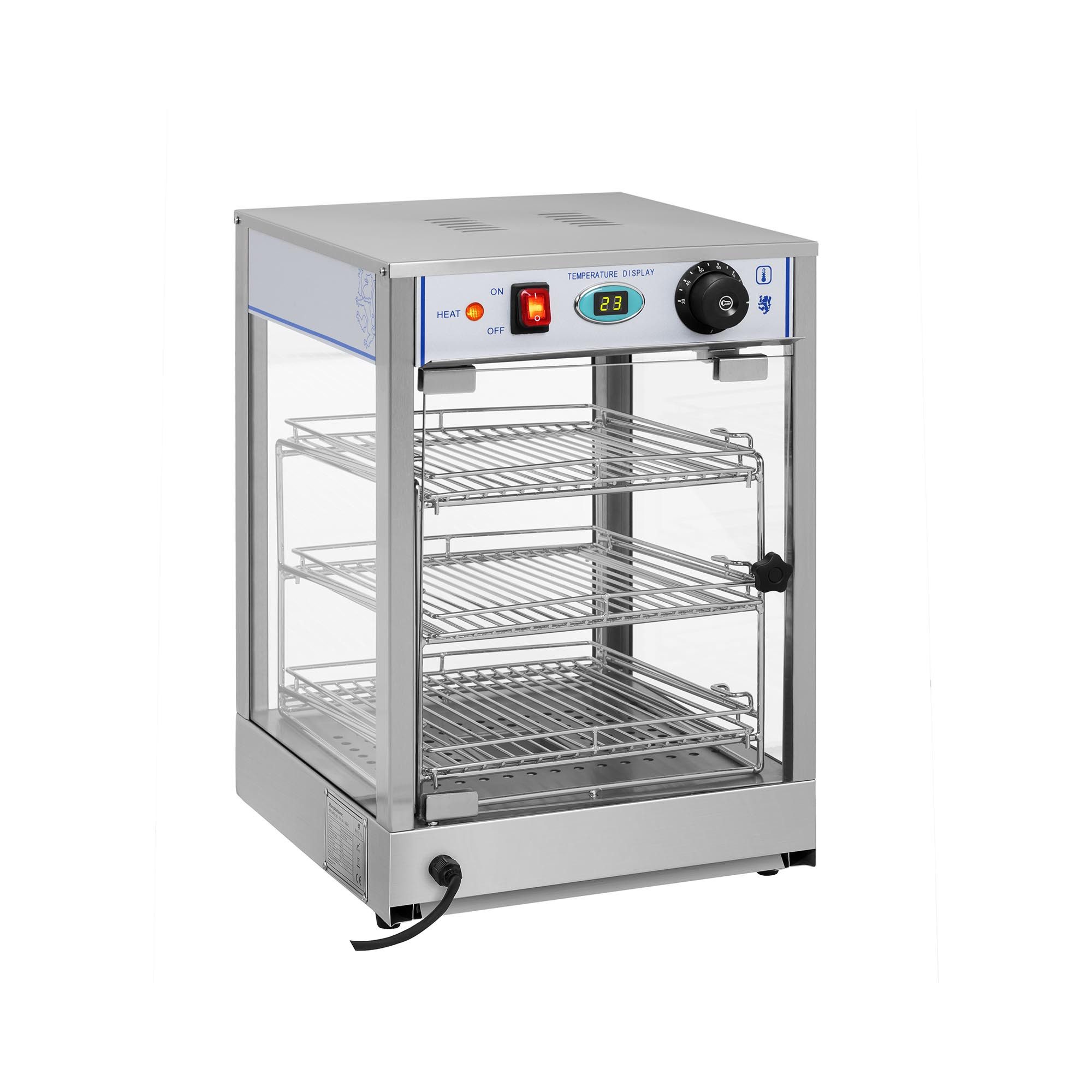 Royal Catering Speisenwärmer Aufsatzvitrine 35 cm Heiße Theke Warmhaltetheke 85°C 3 Etagen Gastro