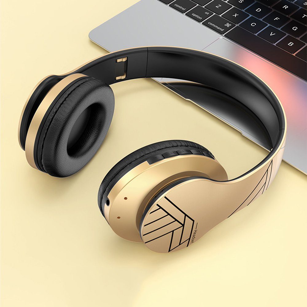 Bluetooth GelldG lila Kopfhörer Over-Ear Bluetooth-Kopfhörer Kopfhörer, Stereo Kabellos Faltbare