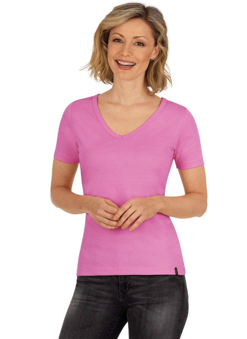 T-Shirt TRIGEMA V-Shirt aus Baumwolle/Elastan