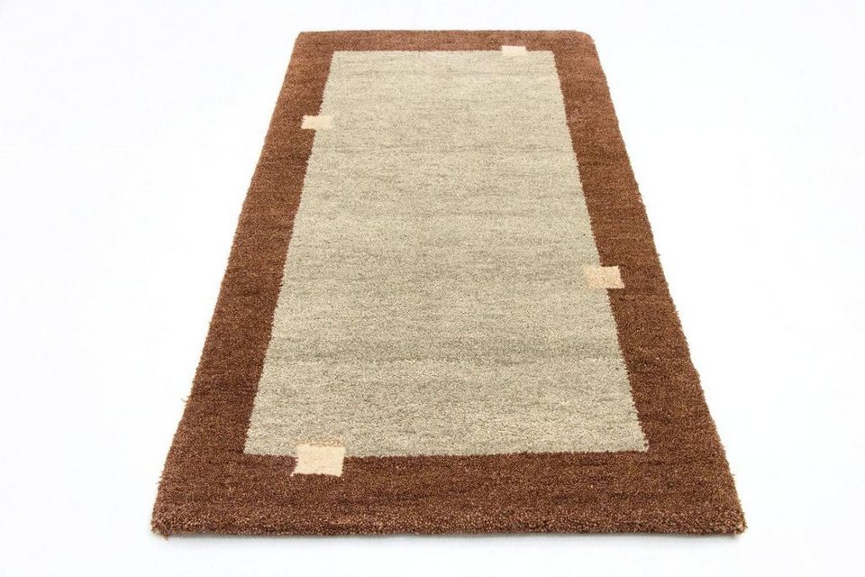 Wollteppich Gabbeh Teppich handgeknüpft grau, morgenland, rechteckig, Höhe: 18  mm, handgeknüpft, 4,5 Kg/m² Gesamtgewicht