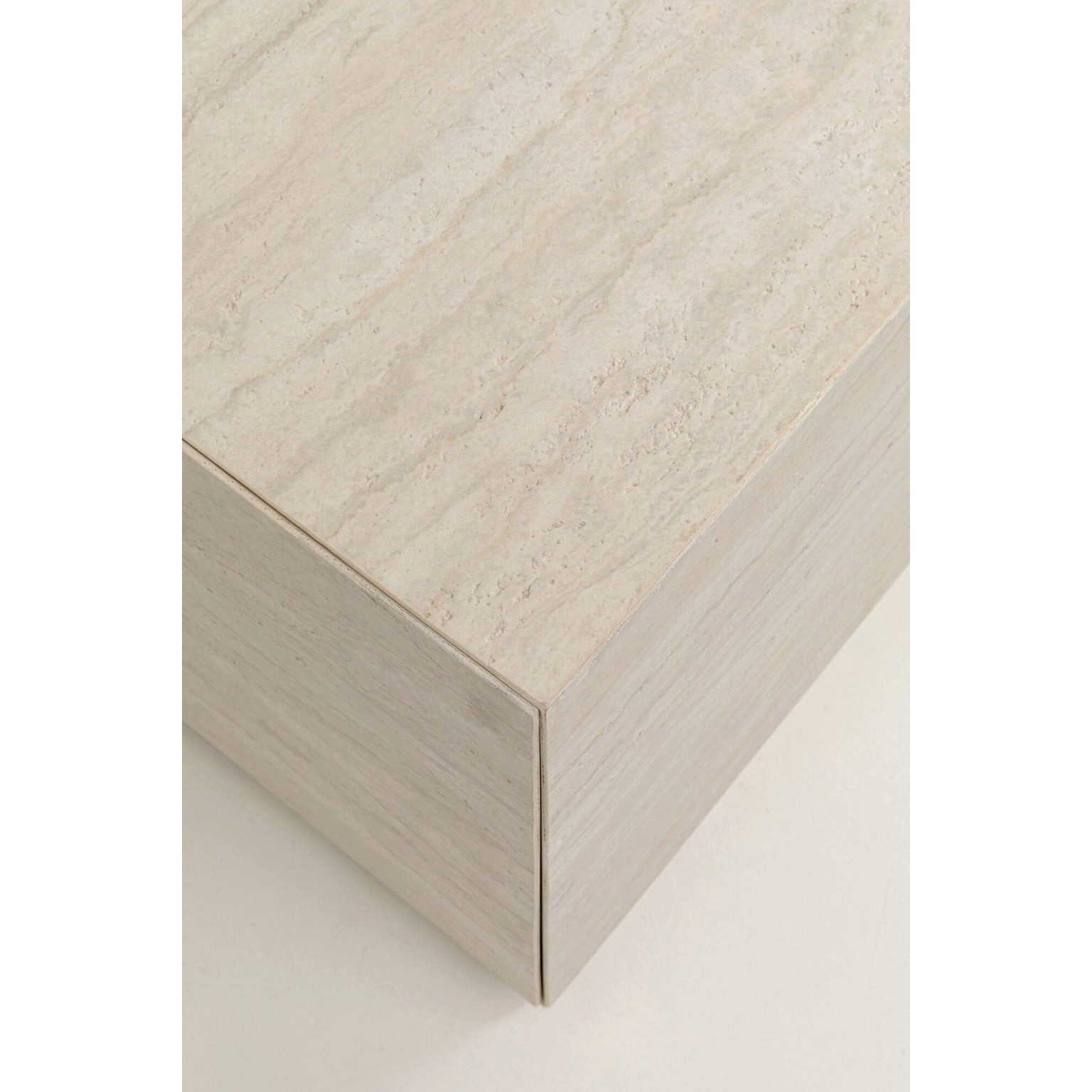 Kare Design Couchtisch Travertino, Travertinoptik, 2 Schubladen mit Soft-Close Funktion