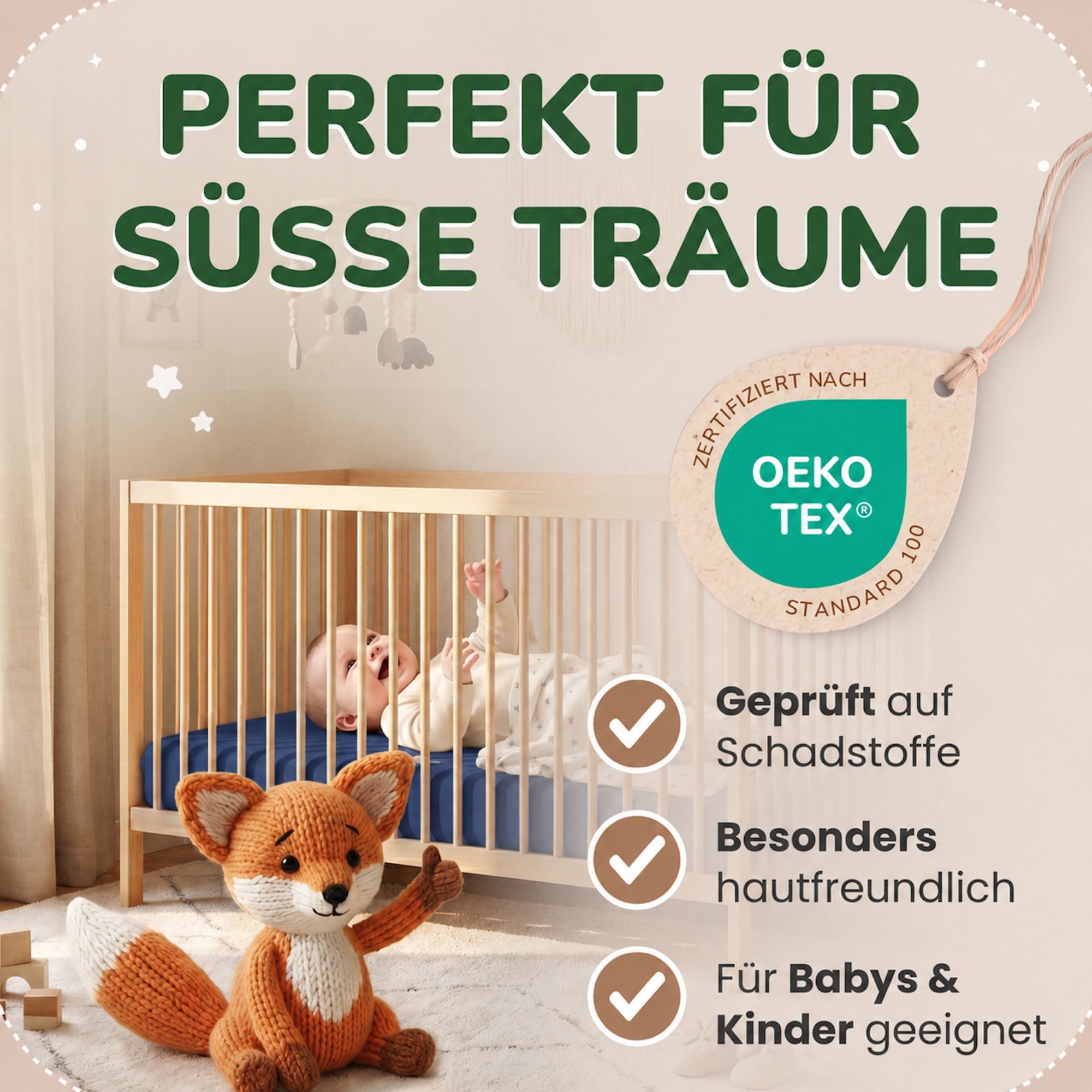 leevitex® Spannbettlaken in verschiedenen Größen und Farben, Jersey aus 100% Baumwolle, Jersey, Gummizug: rundum, (1 Stück), für Kinder- & Standardmatratzen, OE – Bild 2 von 5
