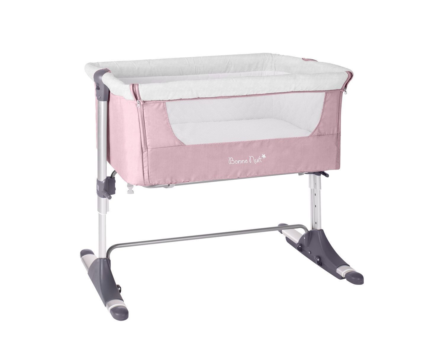 Kikkaboo Komplettbett Beistellbett Bonne Nuit, verstellbar, eine Seite zum Öffnen, 2 Räder